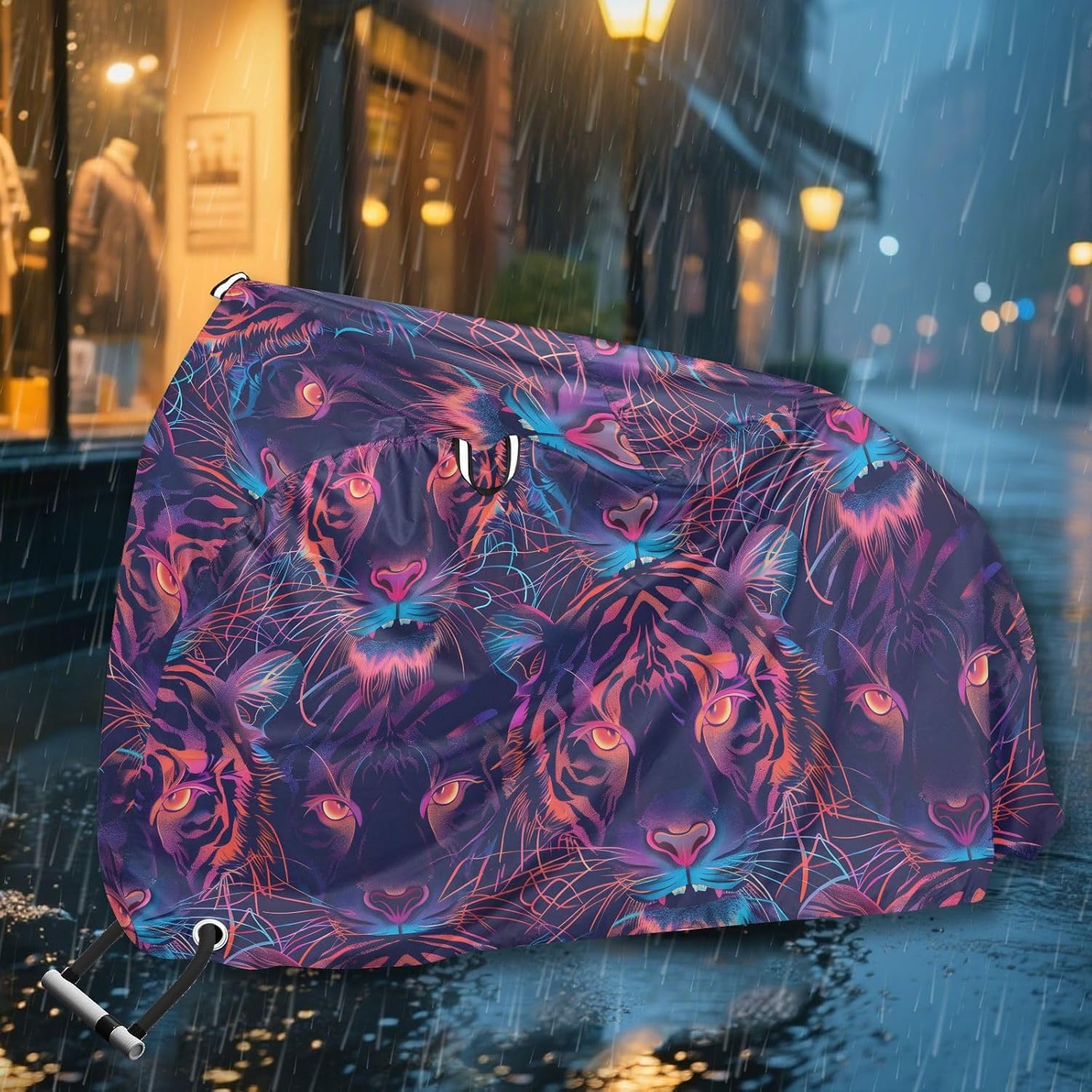 ALAZA Neno Tiger Face Bike Cover Waterproof Outdoor Ebike Bicycle Covers Tarp Protection for 1/2 Bikes, Sun UV Dust Wind Proof