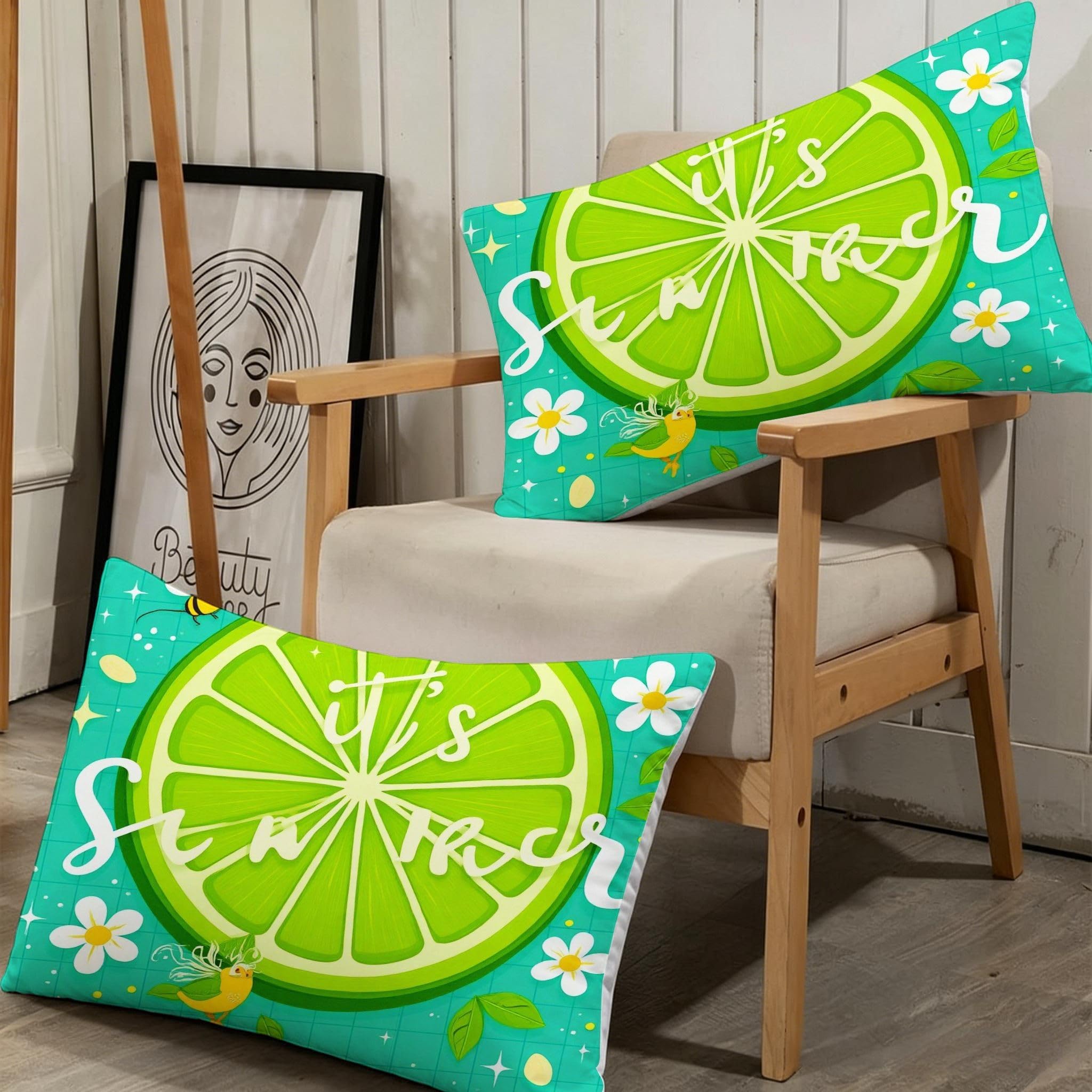 Copripiumino Matrimoniale Limone Verde 260x240, AW7350 | Traspiranti Durevoli Microfibra, per Tutta la Famiglia, Matrimoniale, per Tutte le Stagioni, con 2 Federe 50x80 cm