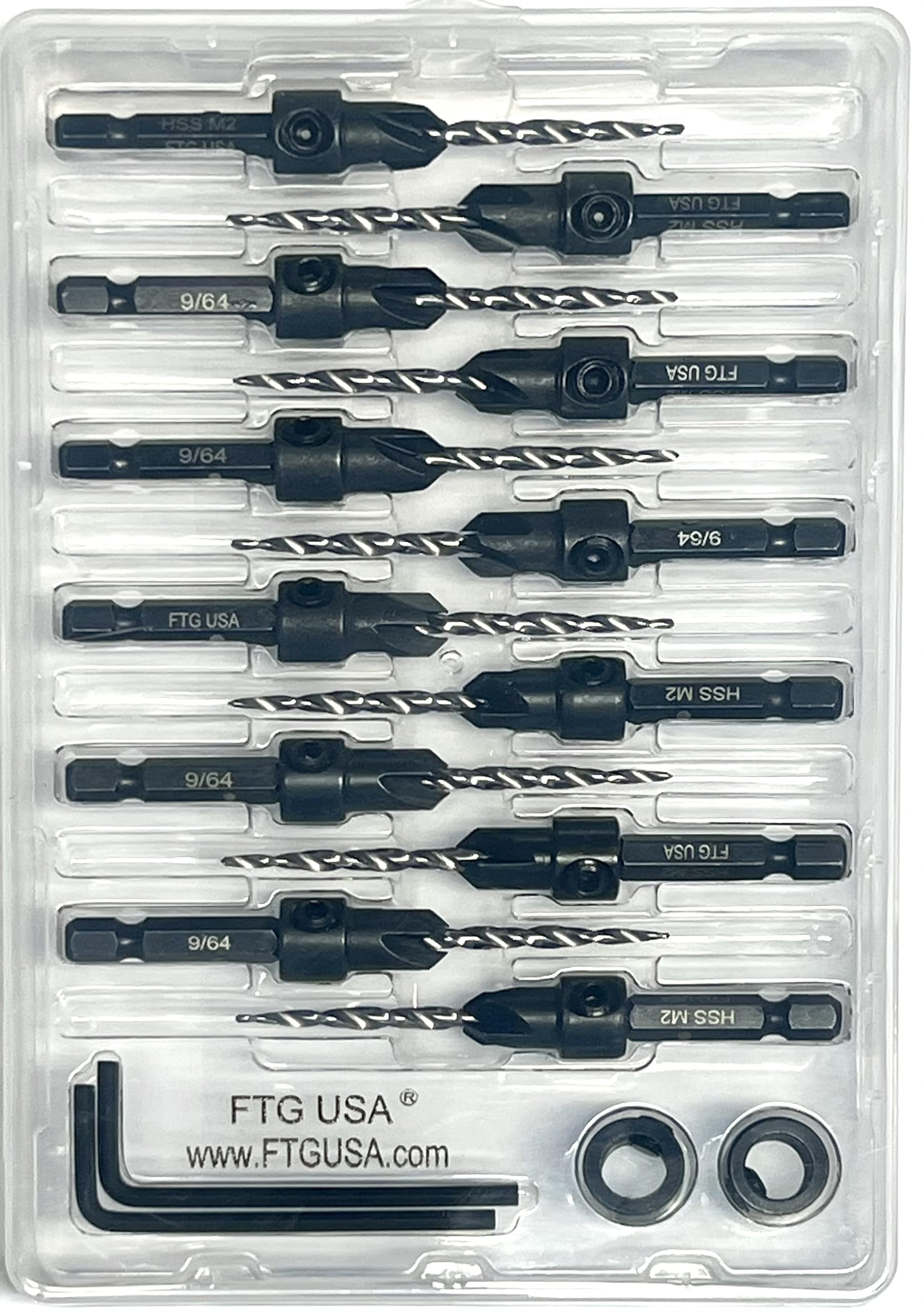 FTG USA Tapered Countersink Drill Bit Set 12 Pc #6 (9/64 - View #11