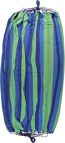 Miniatura 6 de Northlight 32816484 Hamaca brasileña doble de algodón tejido a rayas azules y verdes