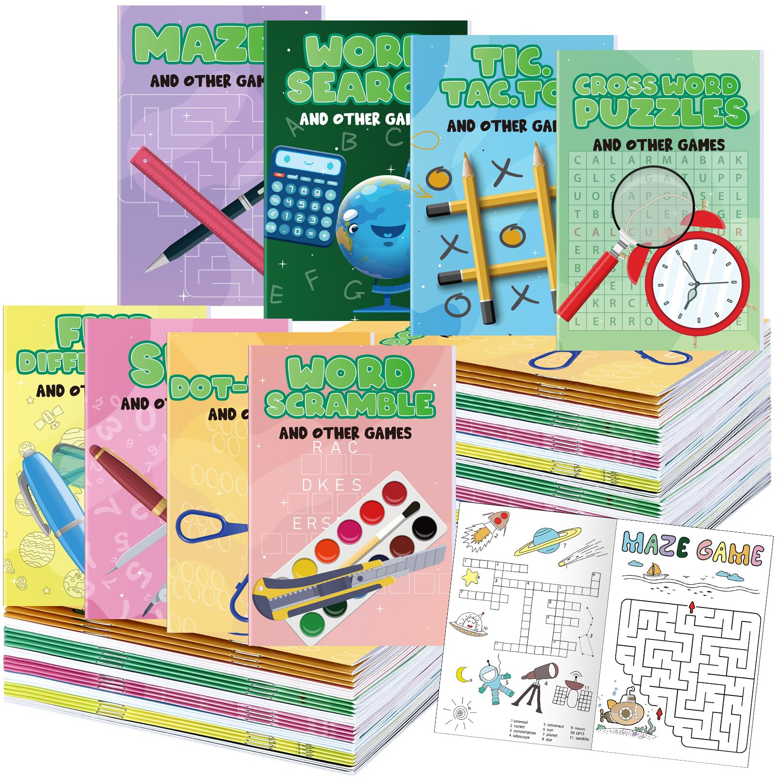 Estune 40 Pcs Activity Coloring Book for Kids Pazzle Mazes Party Favors Mini Small Coloring Book Bulk Birthday Party Gift Classroom DIY Craft Home