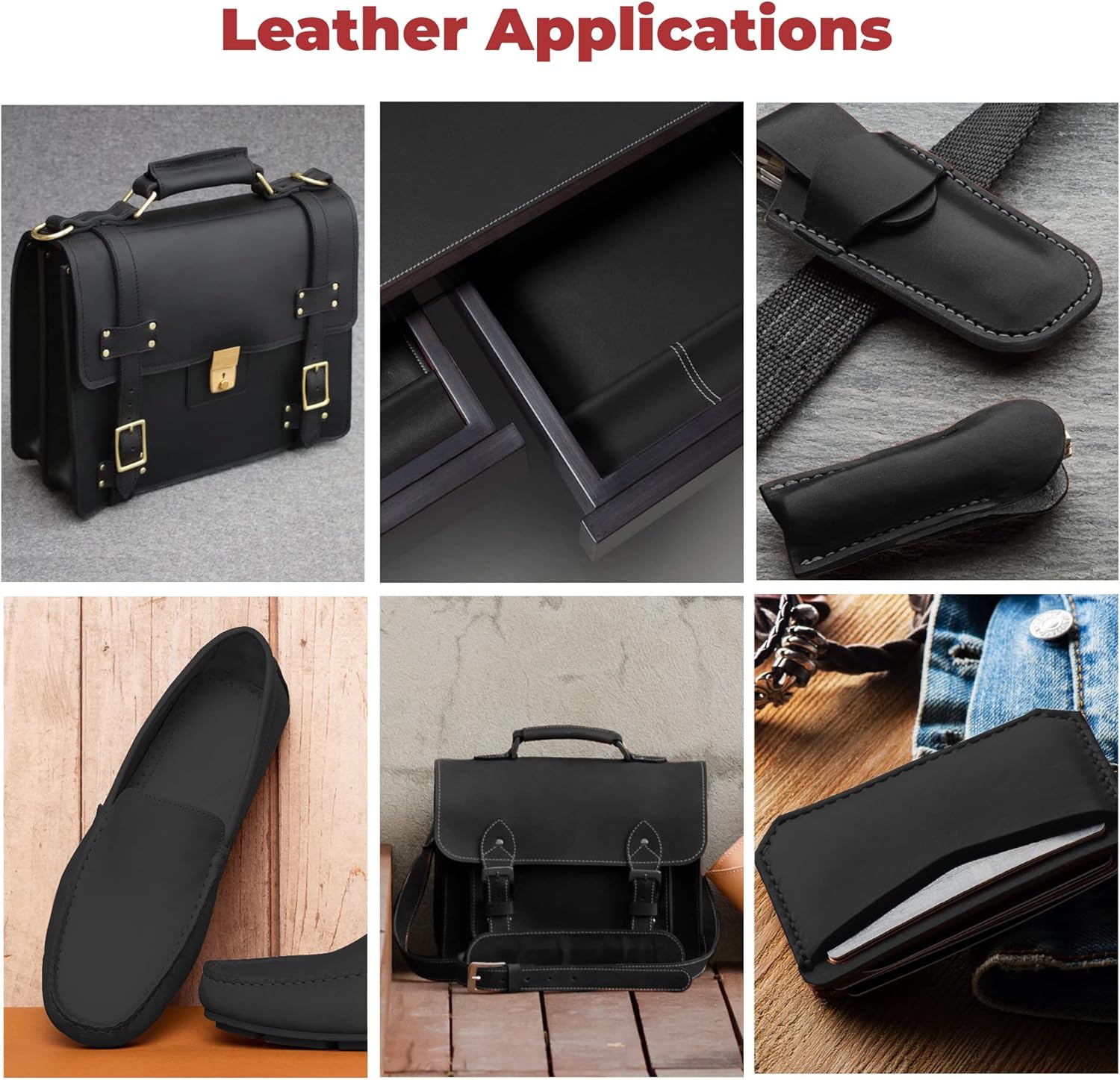 ELW Crazy Horse Leather 5-6 OZ (2-2.4mm) | Black | Pre-Cut 10"x12" | Full Grain Cowhide Handmade Leather for DIY, Crafts, Sheaths, Sewing, Workshop