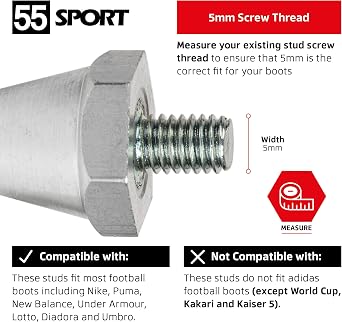 Elite Alloy Replacement Studs For Nike Football Boots (S 11/13mm, L 13/15mm)