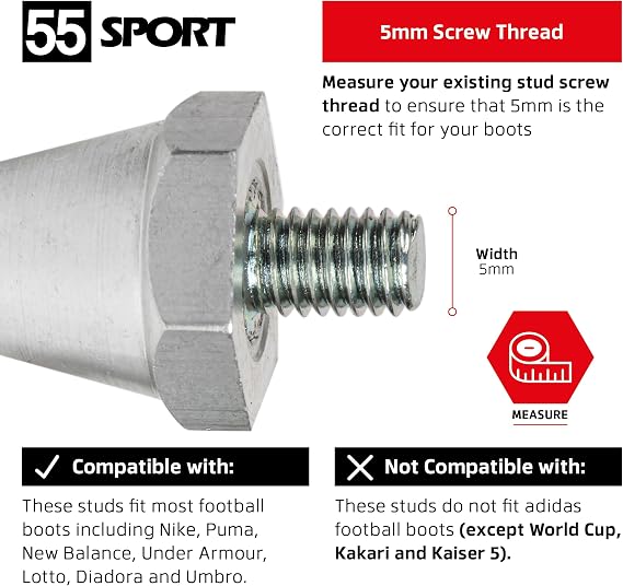 Elite Alloy Replacement Studs For Nike Football Boots (S 11/13mm, L 13/15mm)