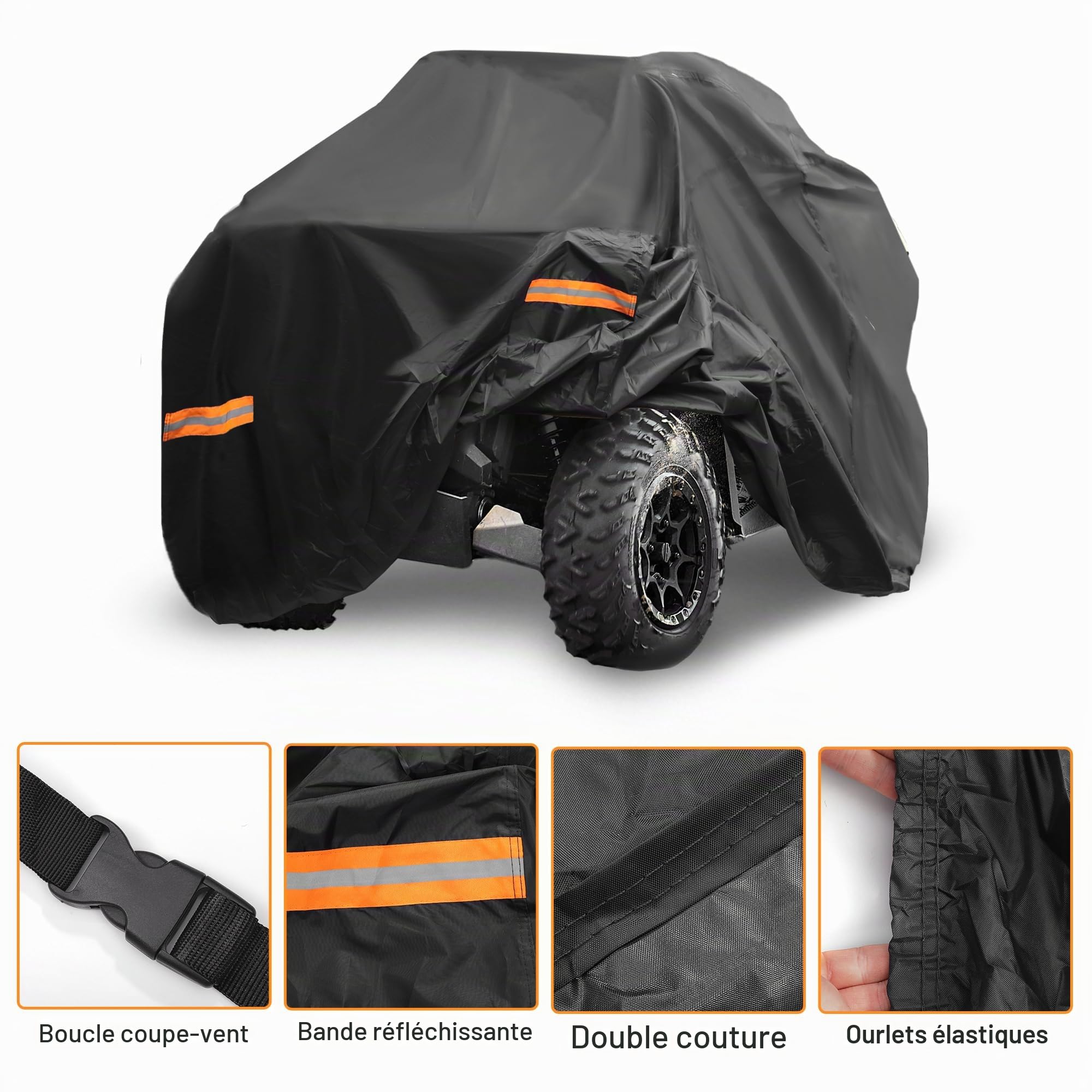 X AUTOHAUX Housse de Protection imperméable pour Quad 4 Roues Polaris Sportsman 850 XP1000 pour Can-am Outlander Renegade XMR 650 850 1000R 210D-PU Noir 88" L x 50,00 l x 51,57 H