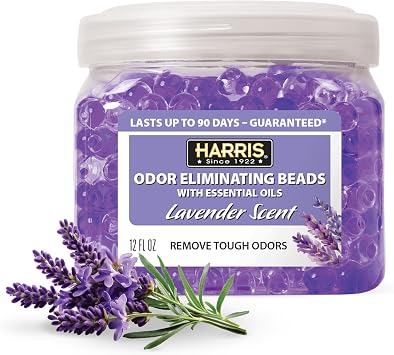 Harris Odor Eliminating Gel Beads with Essential Oils - Lavender Scent - 12 Ounces