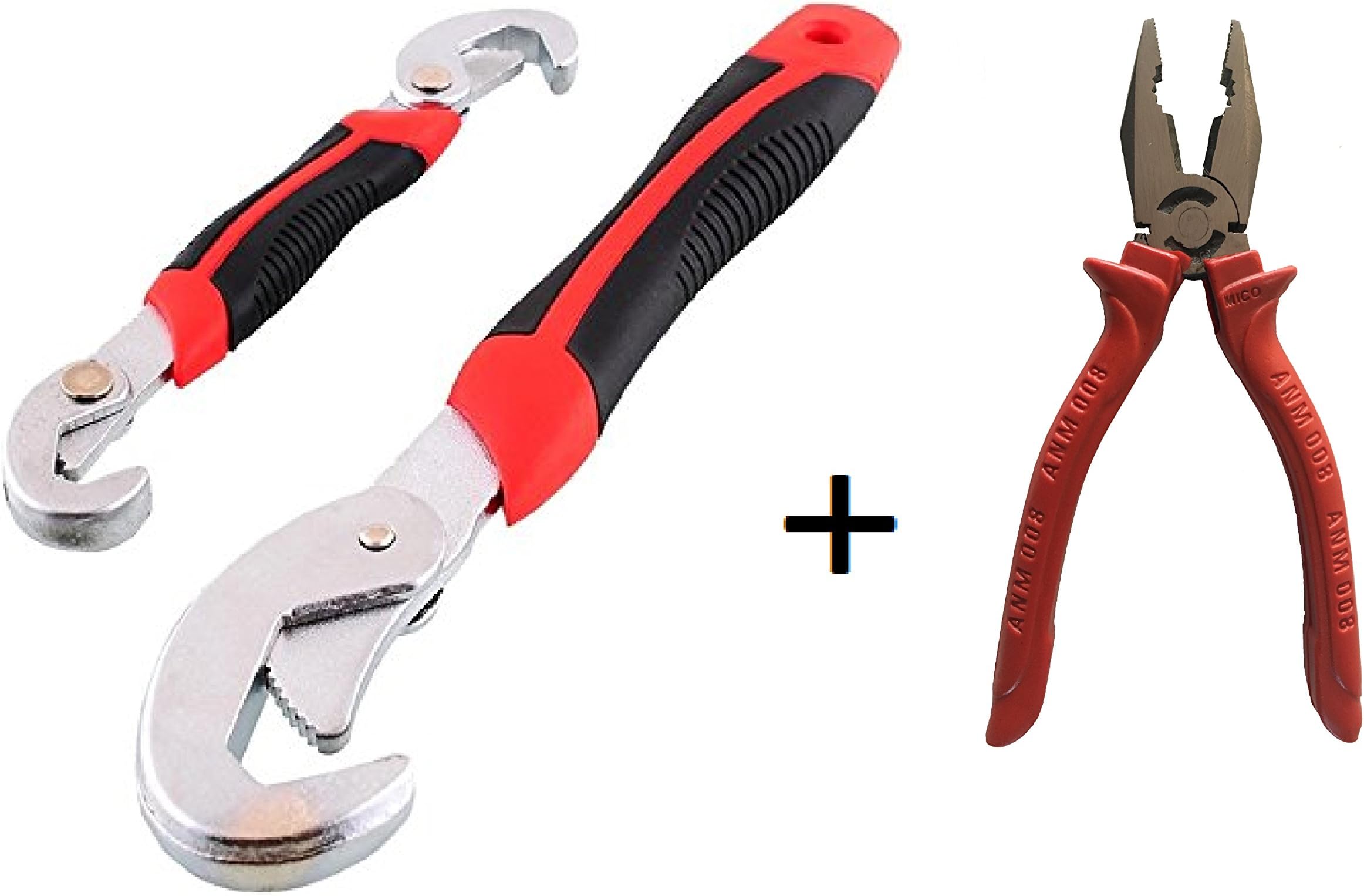 Navprayas Traders Plier and Snap N Grip Auto Adjustable Universal Wrench (Black and Red) - Pack of 2