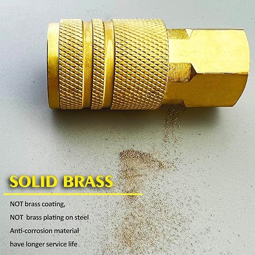 Miniatura 2 de Kit de acoplador y enchufe de aire de latón macizo NPT de 14", accesorios para compresor de aire, kit de manguera de compresor de aire, 10