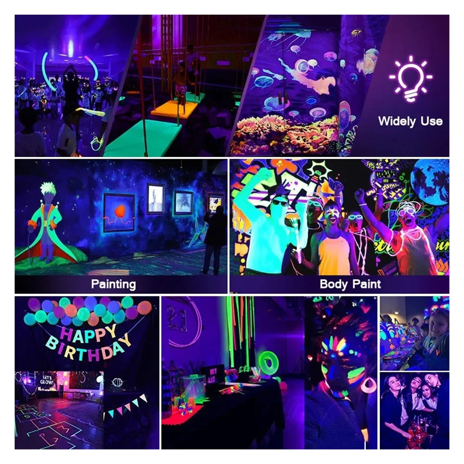 300W UV Flood Light 395nm Czarne światło na Halloween Glow Party Fluorescencyjny plakat Scena Disco Dance Akwarium Dekoracja(100W Type2)