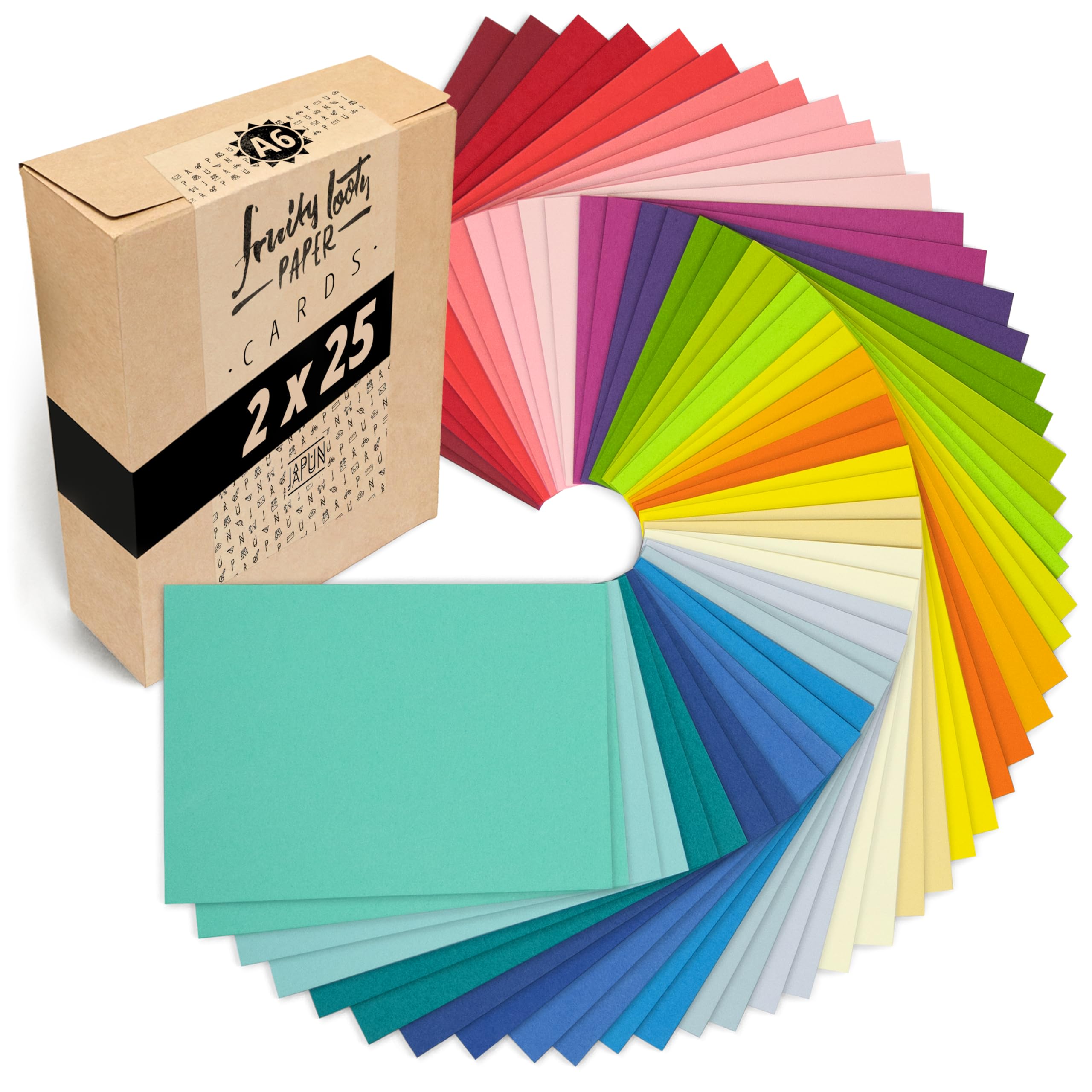 Japun 50 cartes postales vierges colorées DIN A6 230 g/m² papier