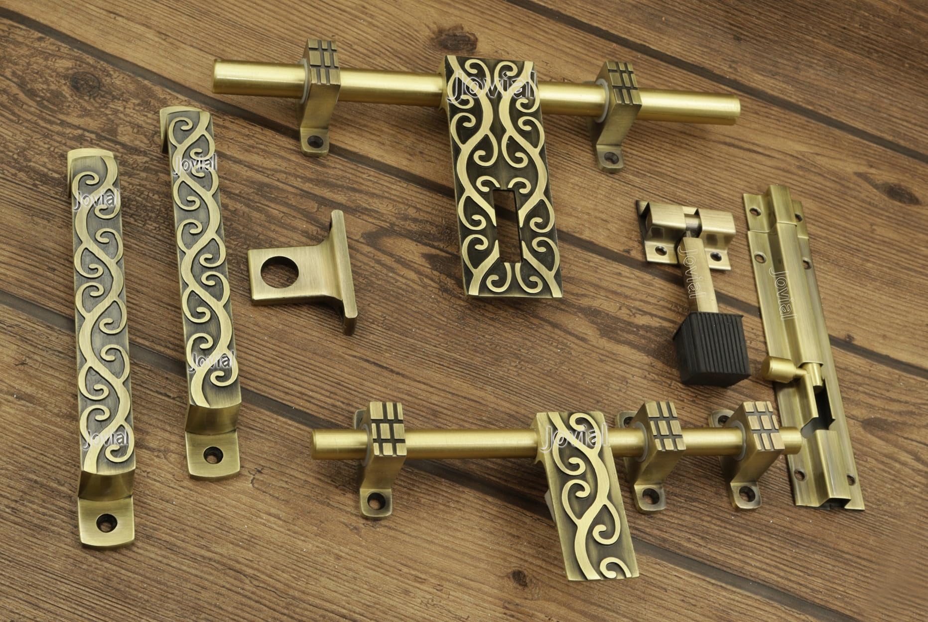 Jovial 1028 - Single Door - Door Fittings Kit, Door Accessories Kit, Door Kit Set (10"-1 Aldrop, 8"-1 Latch, 2 Handles, 1 Tower Bolt and 1 Door Stopper, Finish : Antique Brass) (B084DVN1NY) Amazon Price History, Amazon Price Tracker