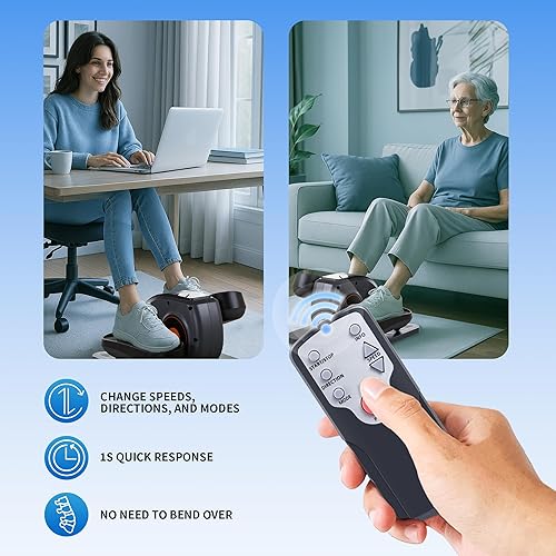 Miniatura 6 de Máquina elíptica debajo del escritorio, ejercitador elíptico de piernas sentado como se ve en la televisión, ejercitador de pedal eléctrico portátil