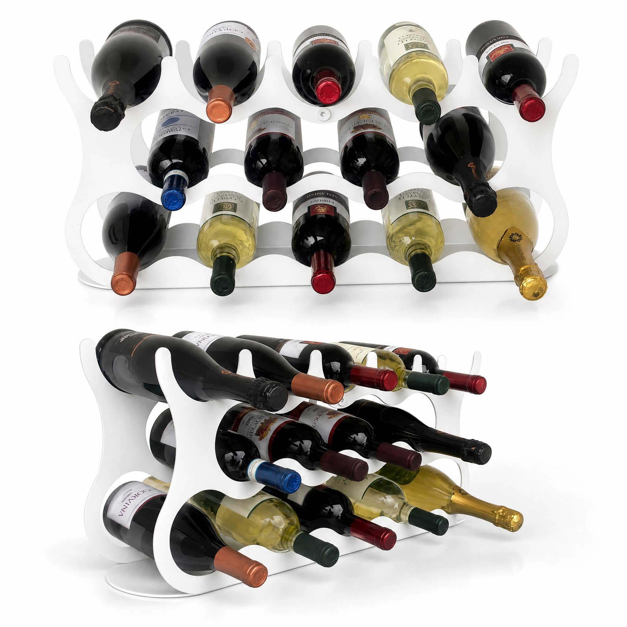 Portabottiglie Vino da Tavolo in Acciaio Design Minimalista Bianco