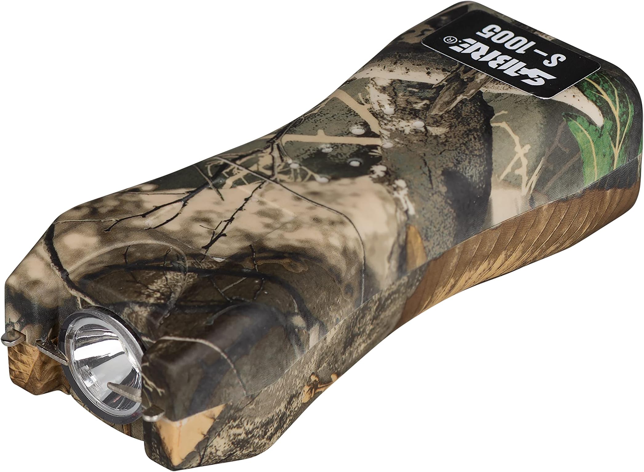 Realtree Edge 2-in-1 Stun Gun with Flashlight & Belt Holster, Emits 1.60 Powerful Pain Inducing Microcoulombs (µC) Charge, 120 Lumen LED Flashlight, Rubberized Grip, Compact Design,Rechargeable