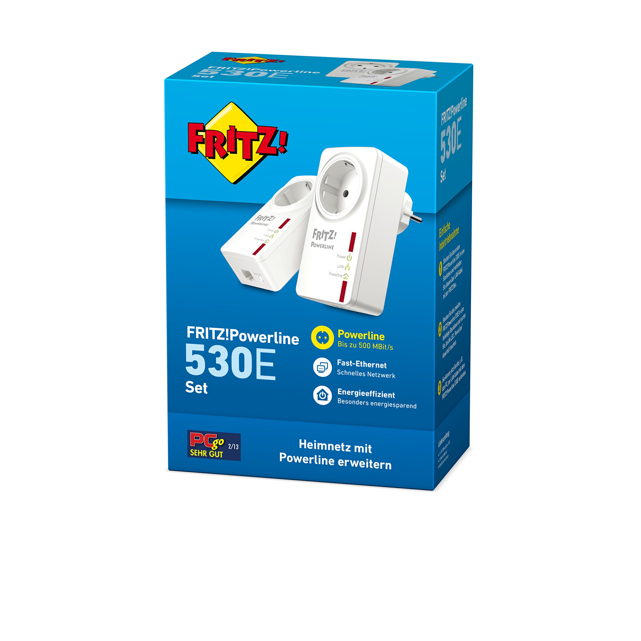 AVM Fritz Powerline 530E Set (500 Mbit/s, Fast-Ethernet-LAN, Steckdose, internationale Version)