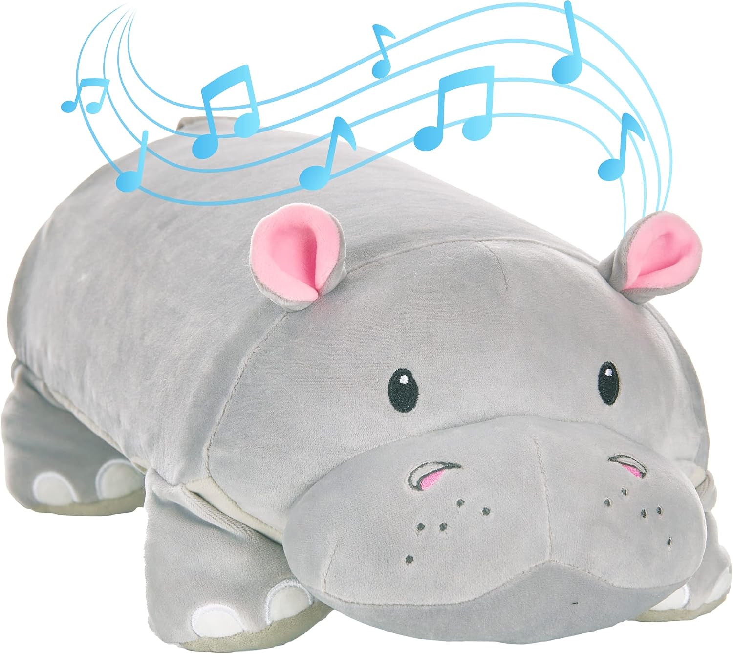 Memory Foam 15-Inch Pillow Plush with Built-in Wireless Speakers for Music, Stories, and White Noise - Gloria the Hippo