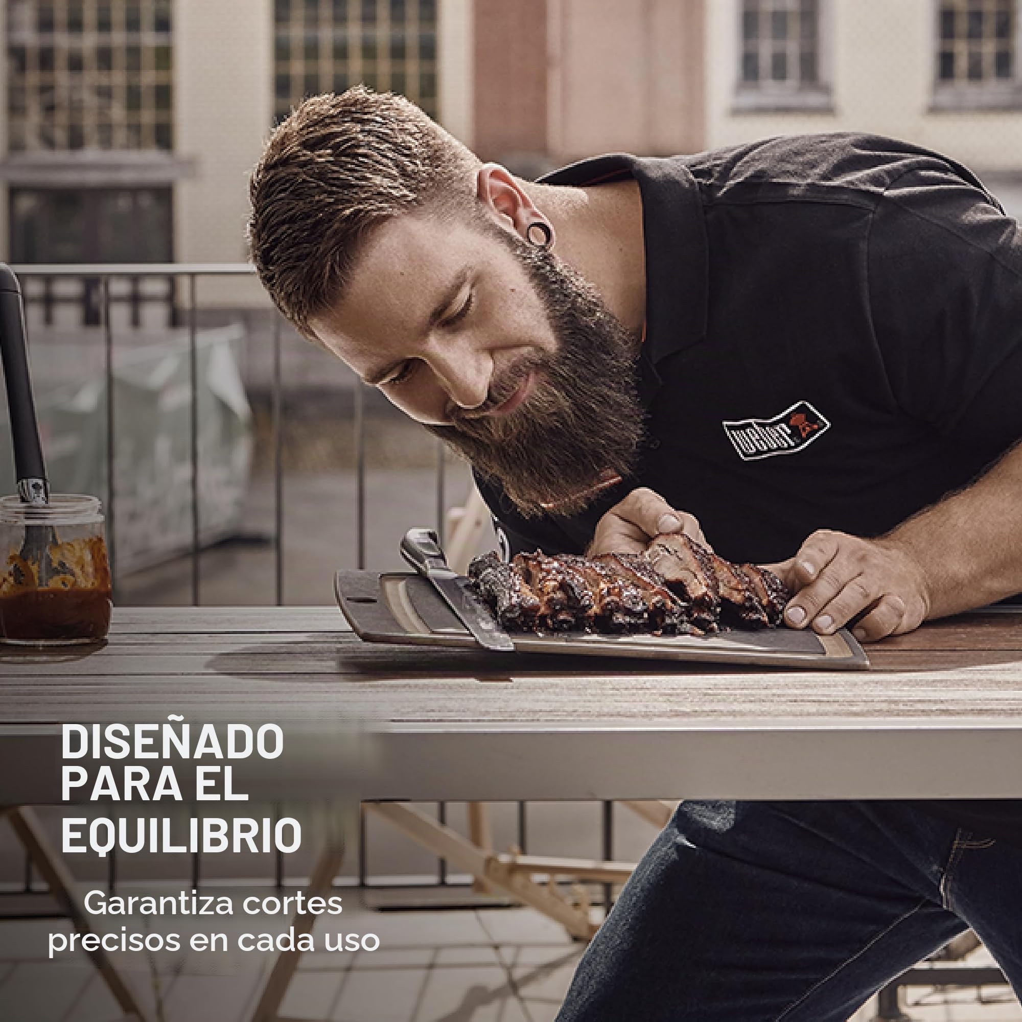 Victorinox Grand Maître, cuchillo jamonero profesional, hoja extra afilada, filo biselado, 26 cm, mango de plástico, acero inoxidable, negro