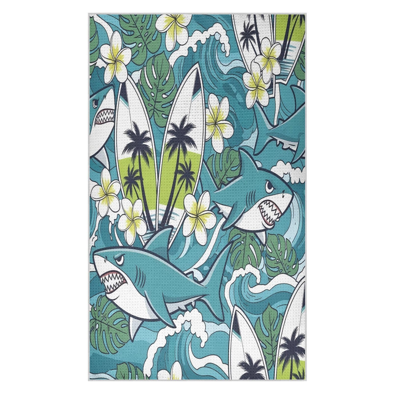 BURSTDDY Coconut Trees and Surfboards Kitchen Towels,Absorbent Dish Towels 1 Pack