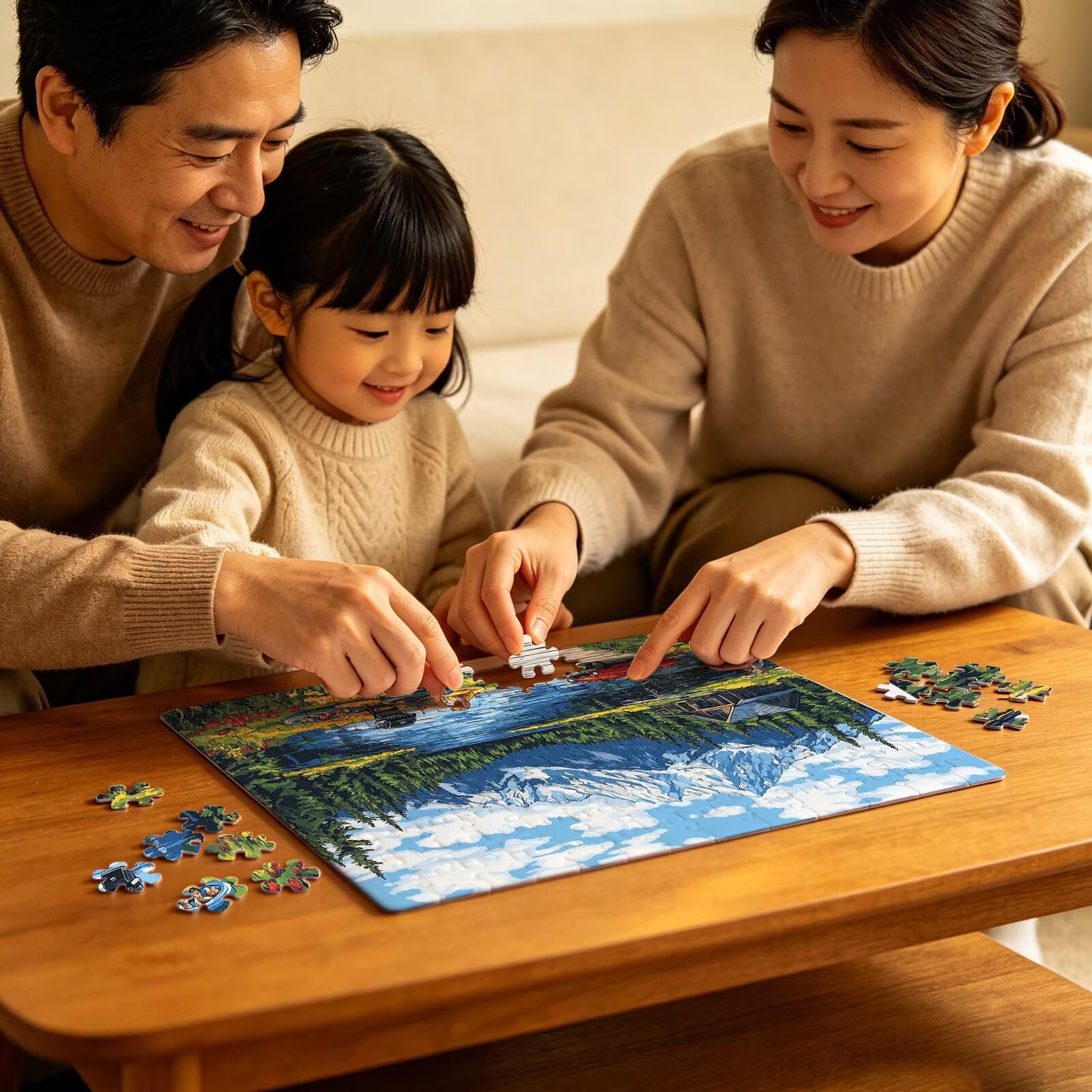 Puzzle lago paesaggio, Puzzle Adulti 3000 pezzi, Puzzles Legno con Squisita Scatola di Imballaggio, Rompicapo per Esperti con Incastro Perfetto, Stampa Alta Definizione, Regalo per Adulti W3H-904