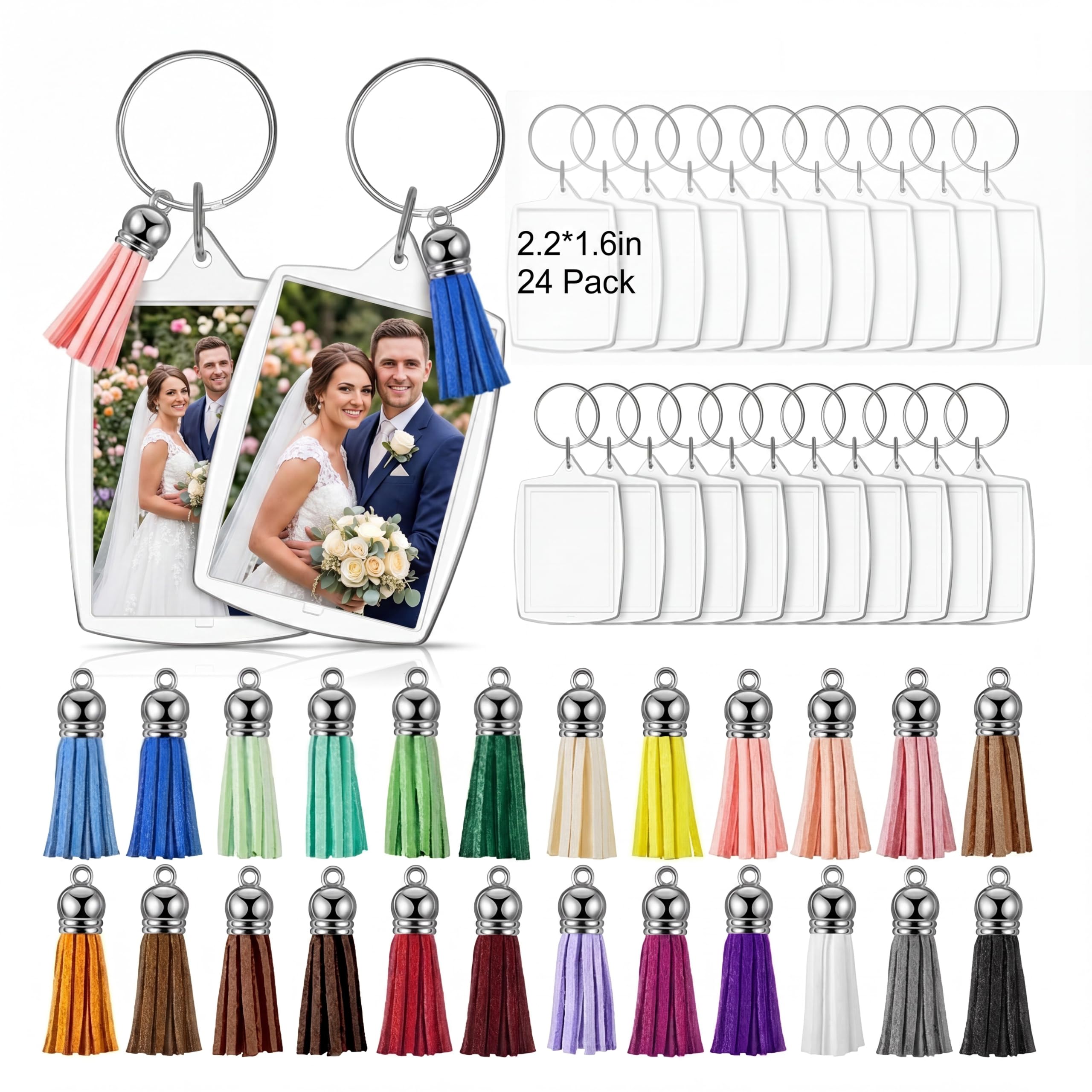Henoyso 24 Sets Arc Edge Acrylic Photo Frame Keychain