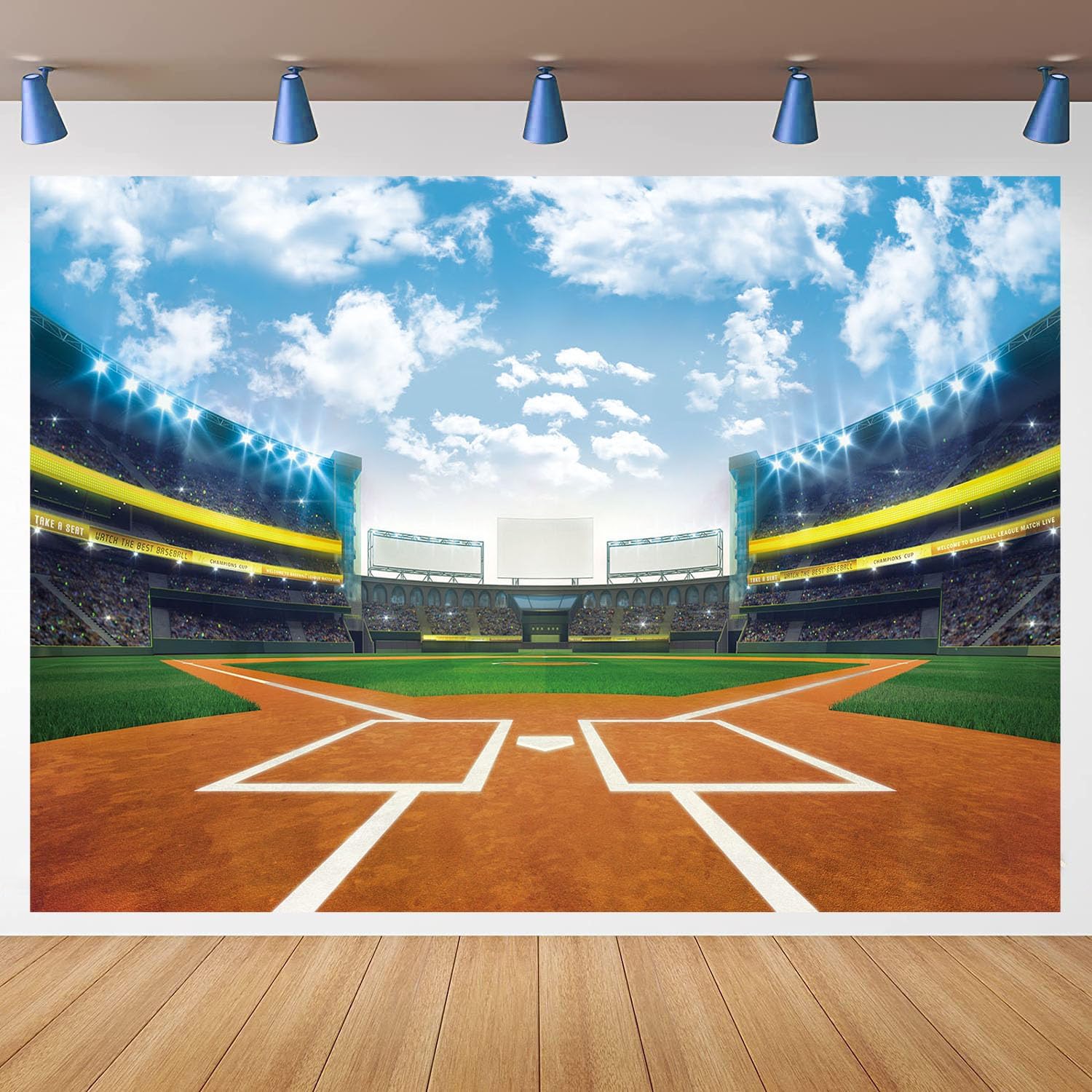 Baseball Backdrop Baseball Field Stadium Photography Backdrops for Sports Boys Birthday Party Decoration Banner Supplies (10x8FT(120x96 inch))
