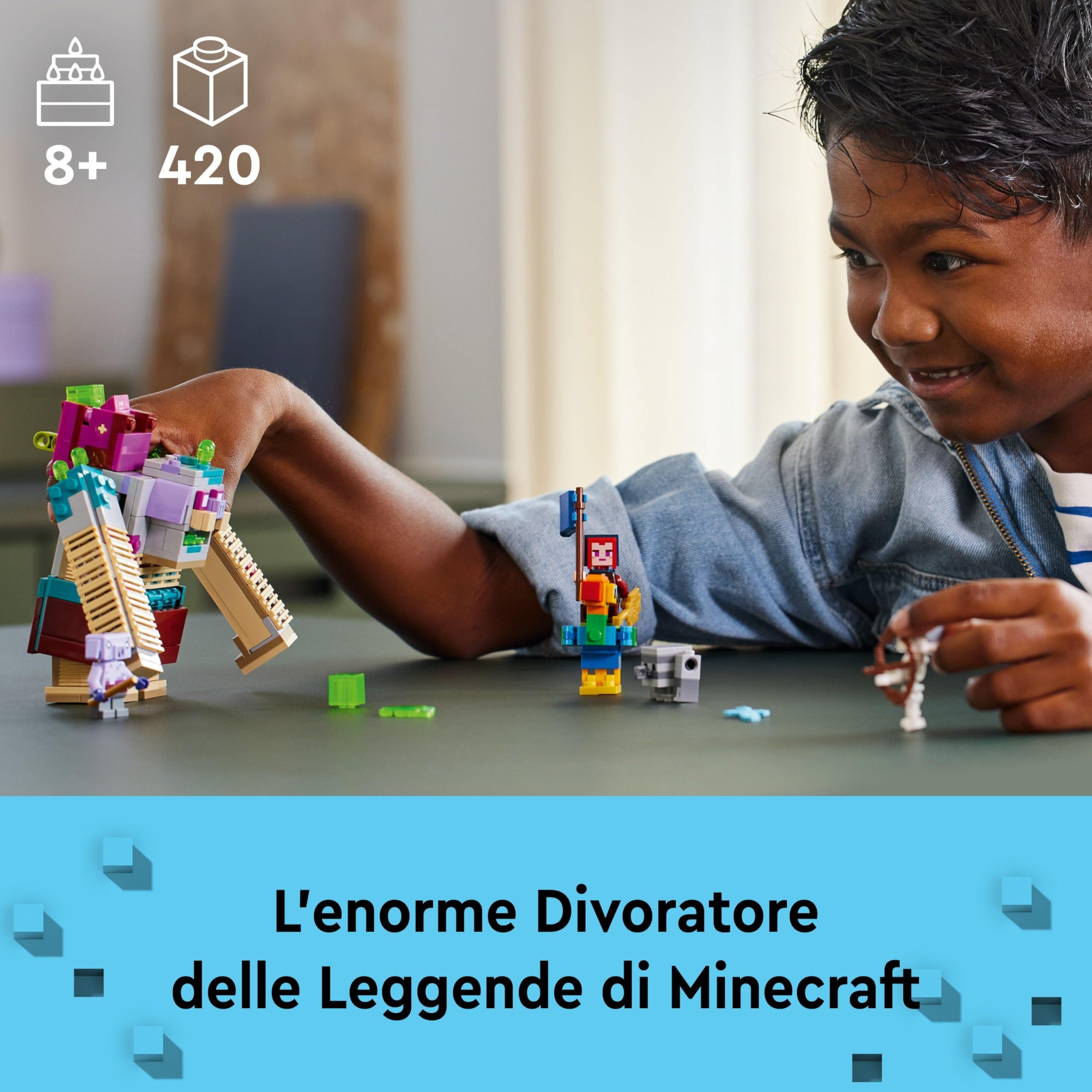 LEGO Minecraft Legends Resa dei Conti con il Divoratore, Set di Giochi per Bambini e Bambine da 8 Anni in su con Personaggi Popolari e Figure di Eroi, Giocattolo d'Azione, Regalo per i Fan 21257