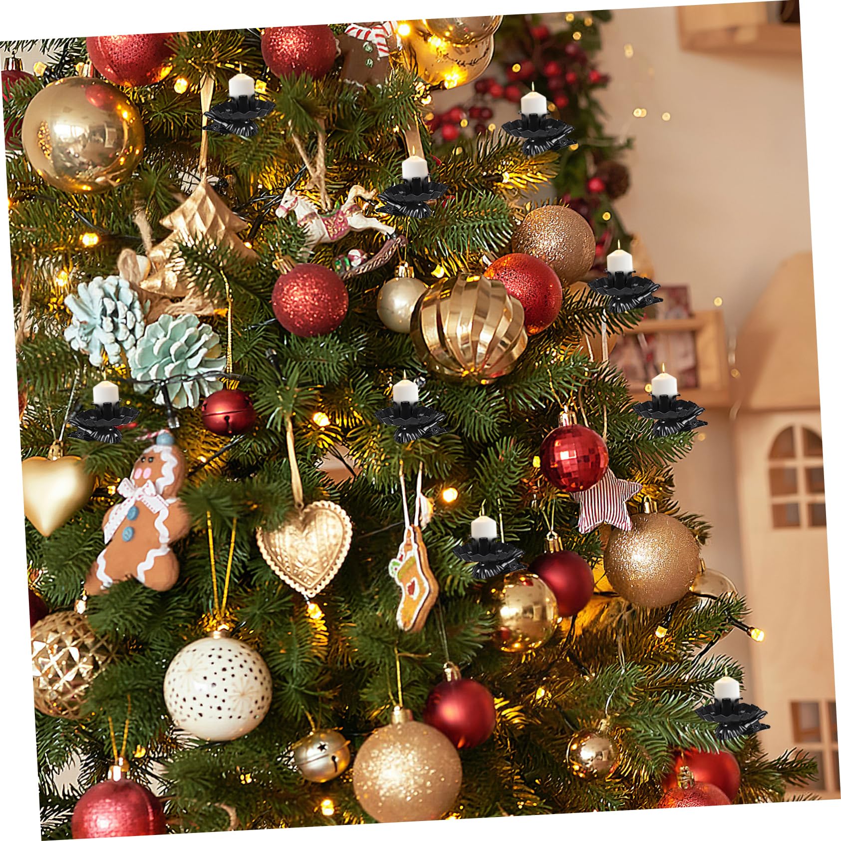 GARVALON 3sets Christmas Candle Decor Metal Candle Holder Clips Bulk Holders for Tree 20pcs*3
