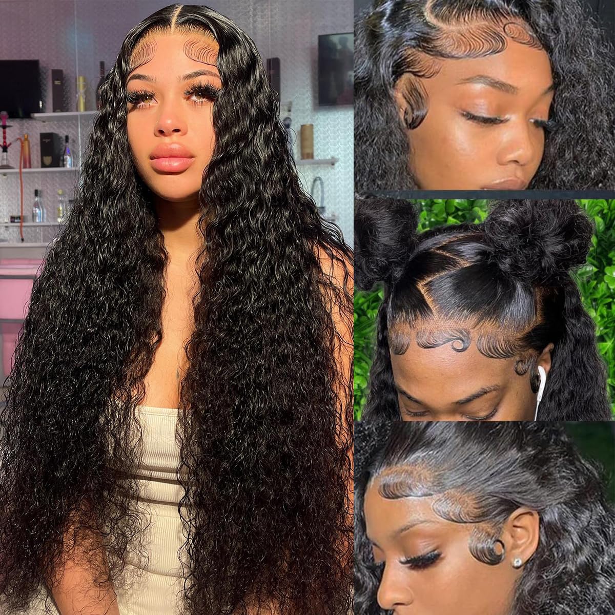 Bling Hair 13x6 Deep Wave Lace Front Wigs Human Hair Pre Plucked Lace Frontal Wigs HD Lace Frontal Wigs 180% Density Glueless Wigs for Women Deep