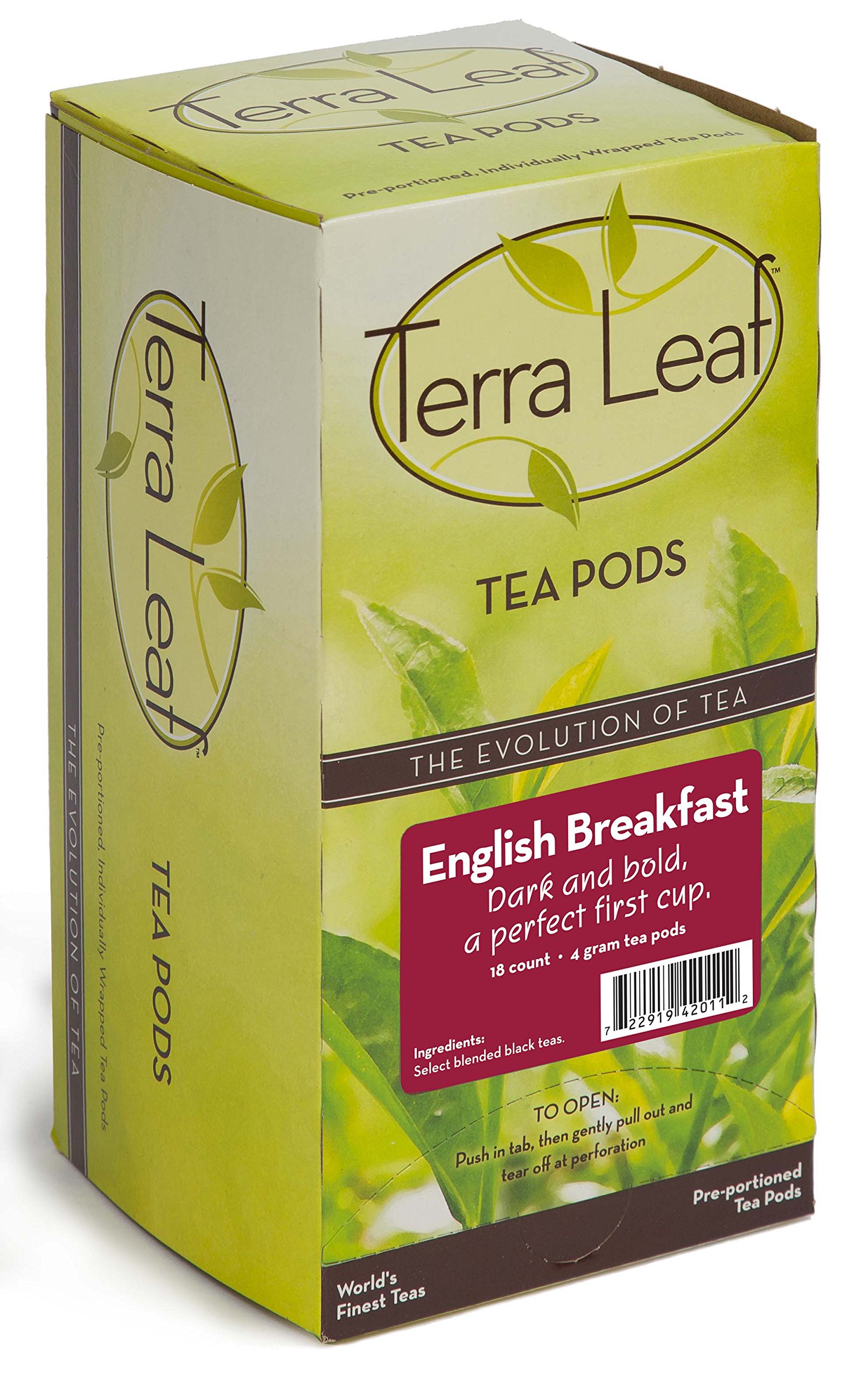 Baronet Coffee Terra Leaf English Breakfast Tea Pods - 3 Boxes of 18 Single Serve Coffee Pods - 54 Count, 4 Grams - Individually Wrapped for Freshness - Fits Most Pod Brewers