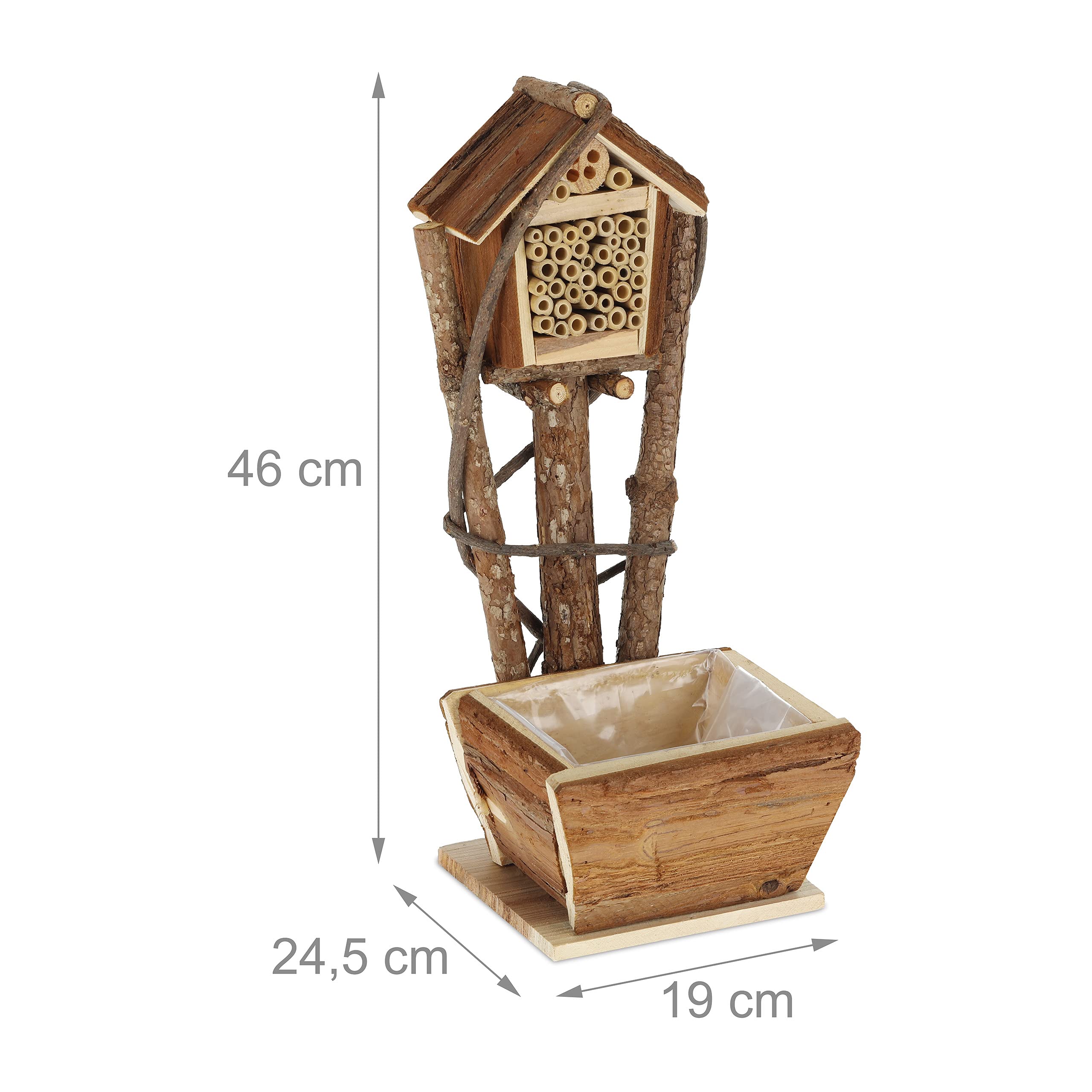 Set 2 Casetta Per Api Relaxdays Con Vasetto Fiori – Hotel Insetti In Legno Per Balcone