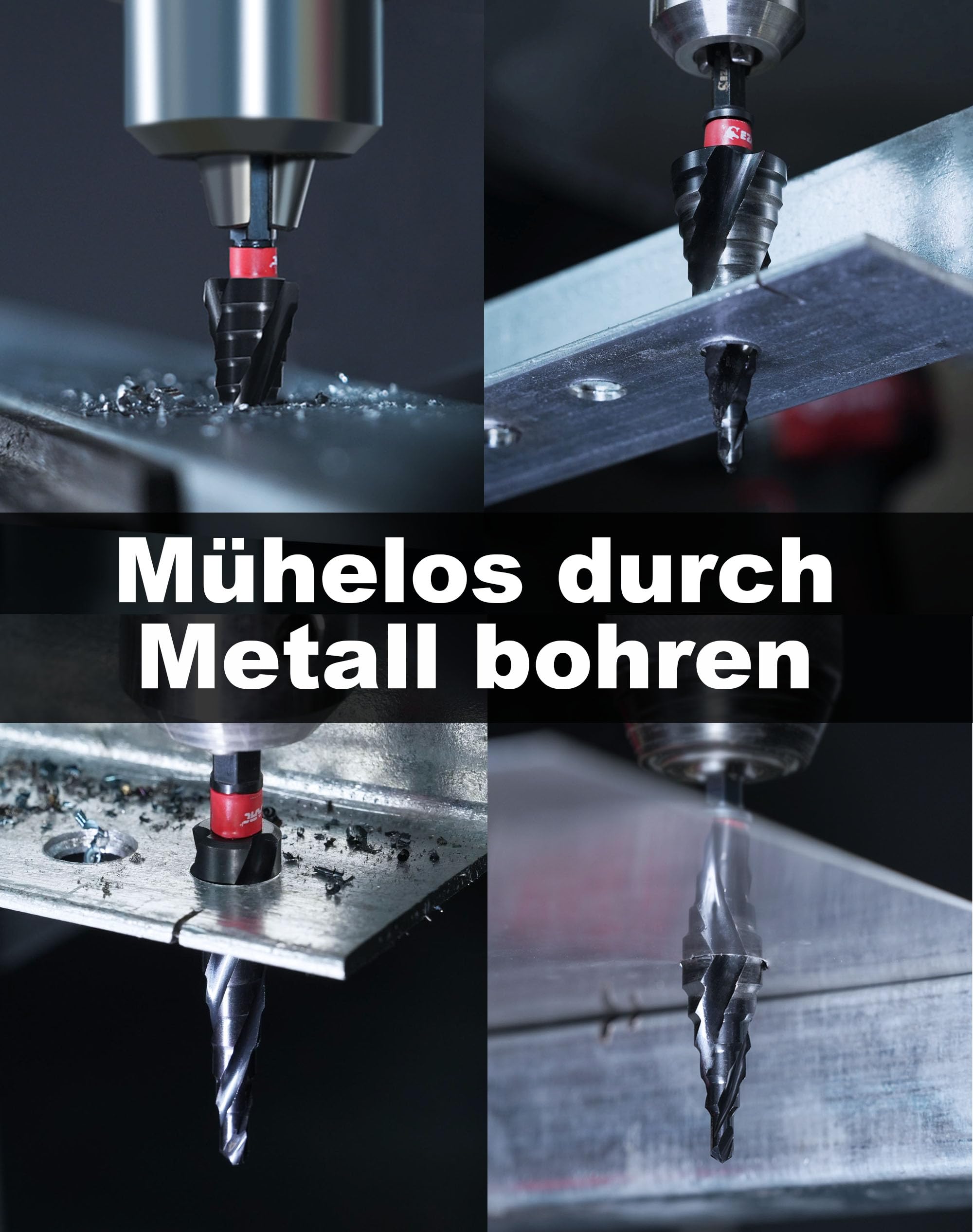 EZARC Stufenbohrer Ø4-20mm HSS Kobalt Pro AlTiN Profi Kegelbohrer Schälbohrer für Metall, Edelstahl, Aluminium, Holz, Kunststoff, 9 Stufen Konusbohrer
