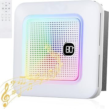 Bathroom Exhaust Fan with Bluetooth Speaker, 230 CFM 1 Sone Exhaust fan with light. 7 RGB 3 Dynamic Light & 3 Color Temperatures 3000-4500-6500K Ivory White, Bluetooth Speaker