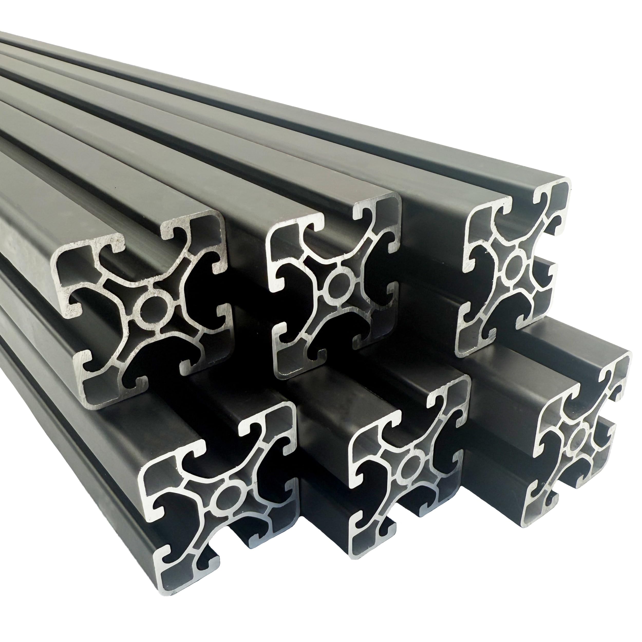 Aluprofil 40x40 mm | Nut 8 | schwarz eloxiert | Pakete in 2 Meter Länge | 12 Meter - 6 x 2 Meter | Aluminium Profil | Nutenprofil | Aluprofil | Alu Profil | Leicht | Montagesystem