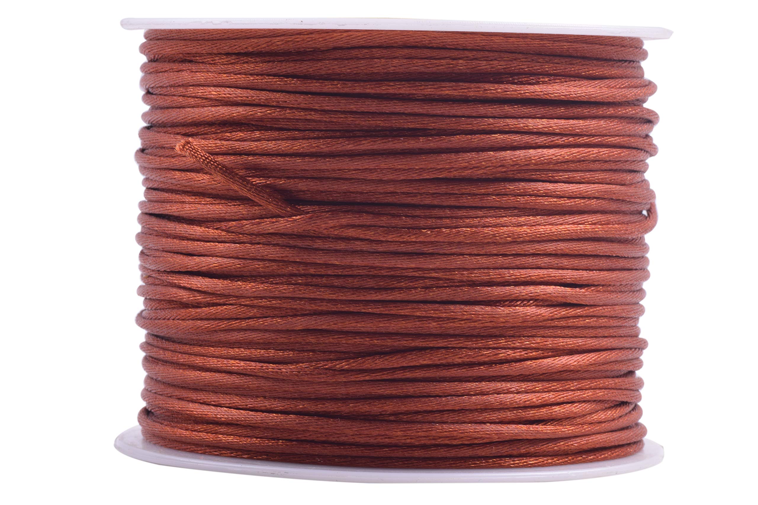 KONMAY 1 Roll 91 Meters 1.5mm Rust Nylon Rattail Satin Silk Trim Cord Beading String for Chinese Knotting, Kumihimo, Beading, Macramé, Jewelry Making