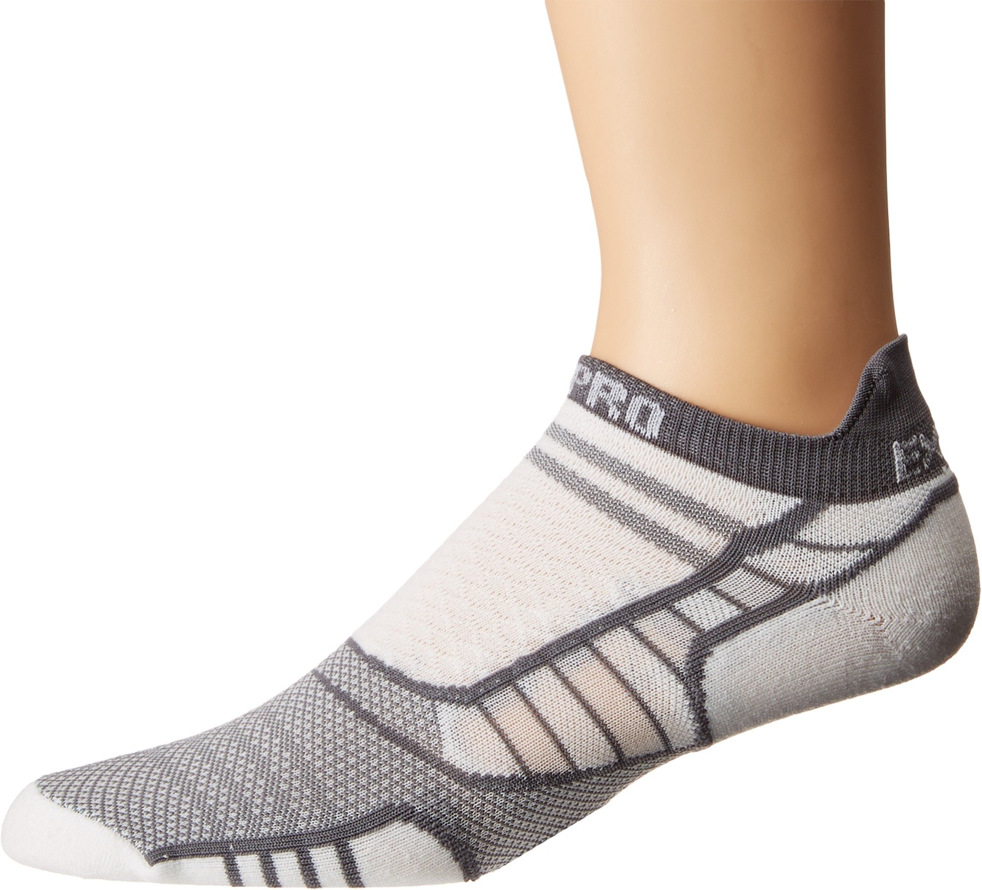 Thorlos Women's Experia Prolite Thin Padded No Show Tab Running Socks, Grey, Large