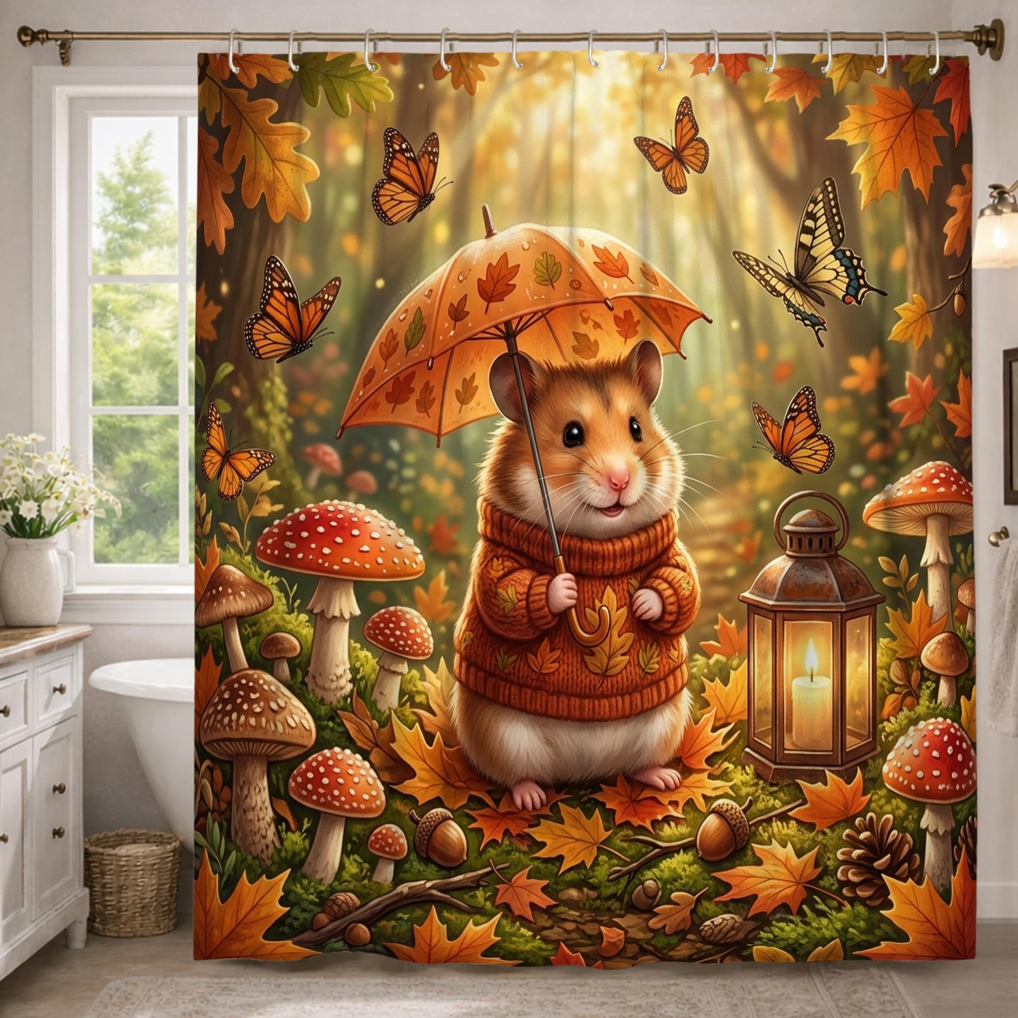 Rideau de douche anti-projections grand format 183x243 toile lavable orange