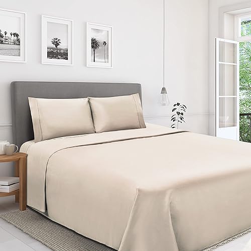 Miniatura 5 de BNM - Juego de sábanas de algodón egipcio de 1200 hilos, juego de sábanas de lujo, 1 sábana bajera de bolsillo profundo, 1 sábana encimera, 2 fundas