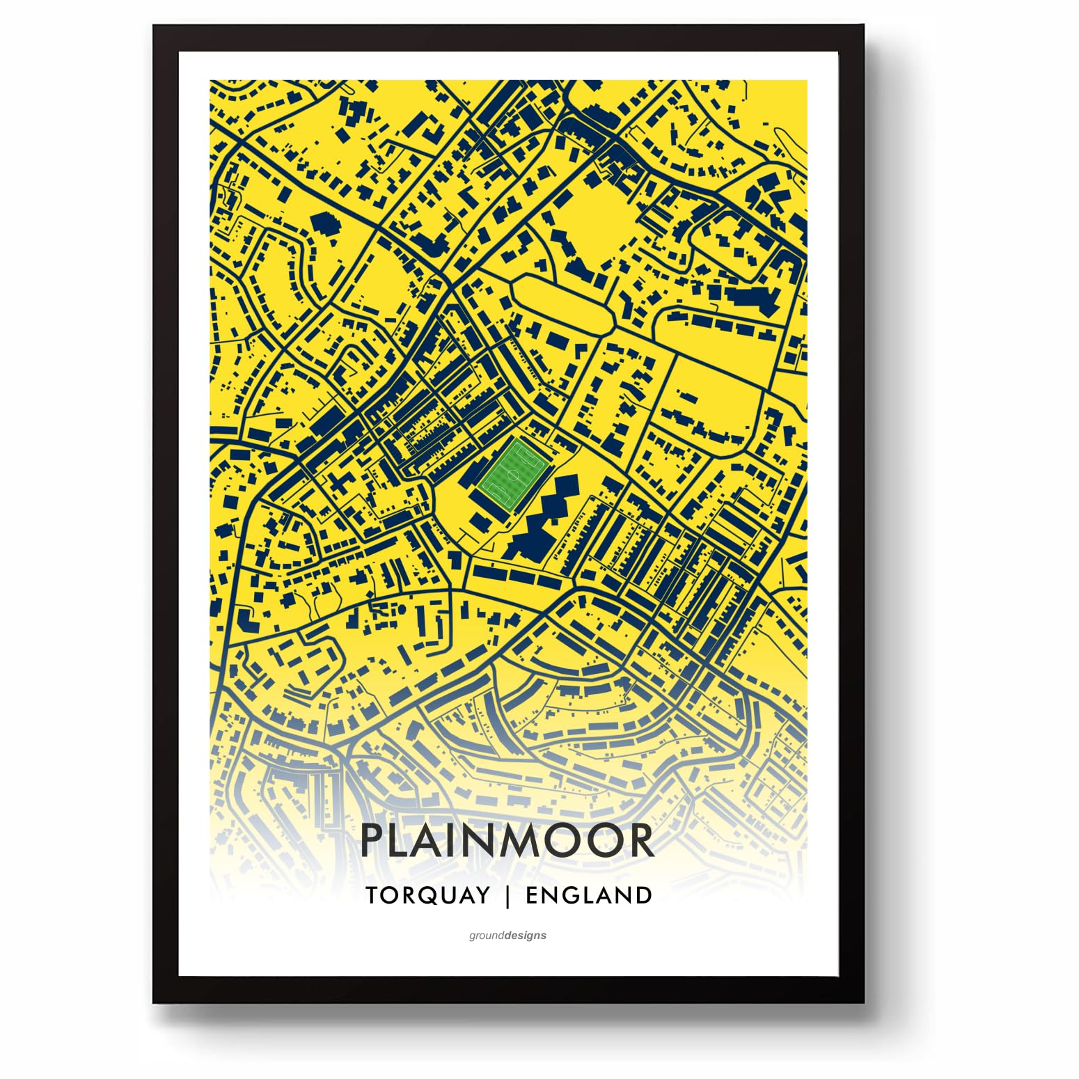 GroundDesigns TORQUAY UNITED FC Football Gift PLAINMOOR Stadium Art Map Unframed A3 Print TUFC
