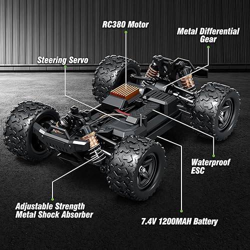 Miniatura 6 de Auto RC todo terreno 118 para adultos y niños (18305), 4WD Off-Road RC Truck de alta velocidad rápido 40+ KPH, 4x4 impermeable a control remoto con