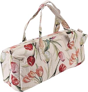 Beautiful Flowers Patterns Fabric Crafts Knitting Needles Storage Sweater Woven Organizer Bag, Practical (Rose Jacquard)