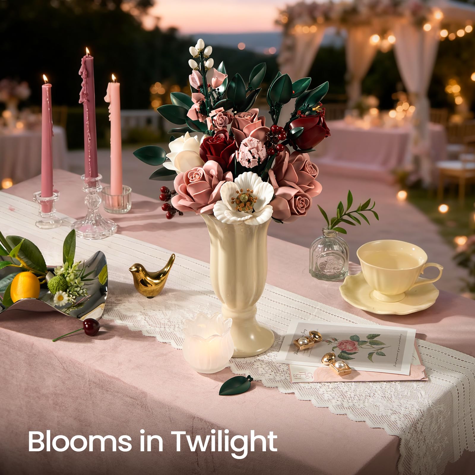 Millionspring Bouquet di rose bordeaux e nere, set da costruzione, regali per lei per compleanno, anniversario, San Valentino, festa della mamma, Natale, arredamento gotico per la casa