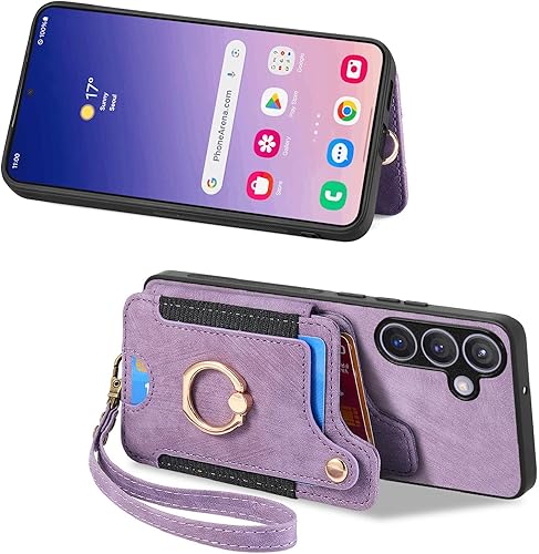 Miniatura 10 de Funda para Samsung Galaxy S24 Plus con tarjetero para mujer y hombre, funda de piel sintética tipo cartera con tapa, soporte de anillo con bloqueo
