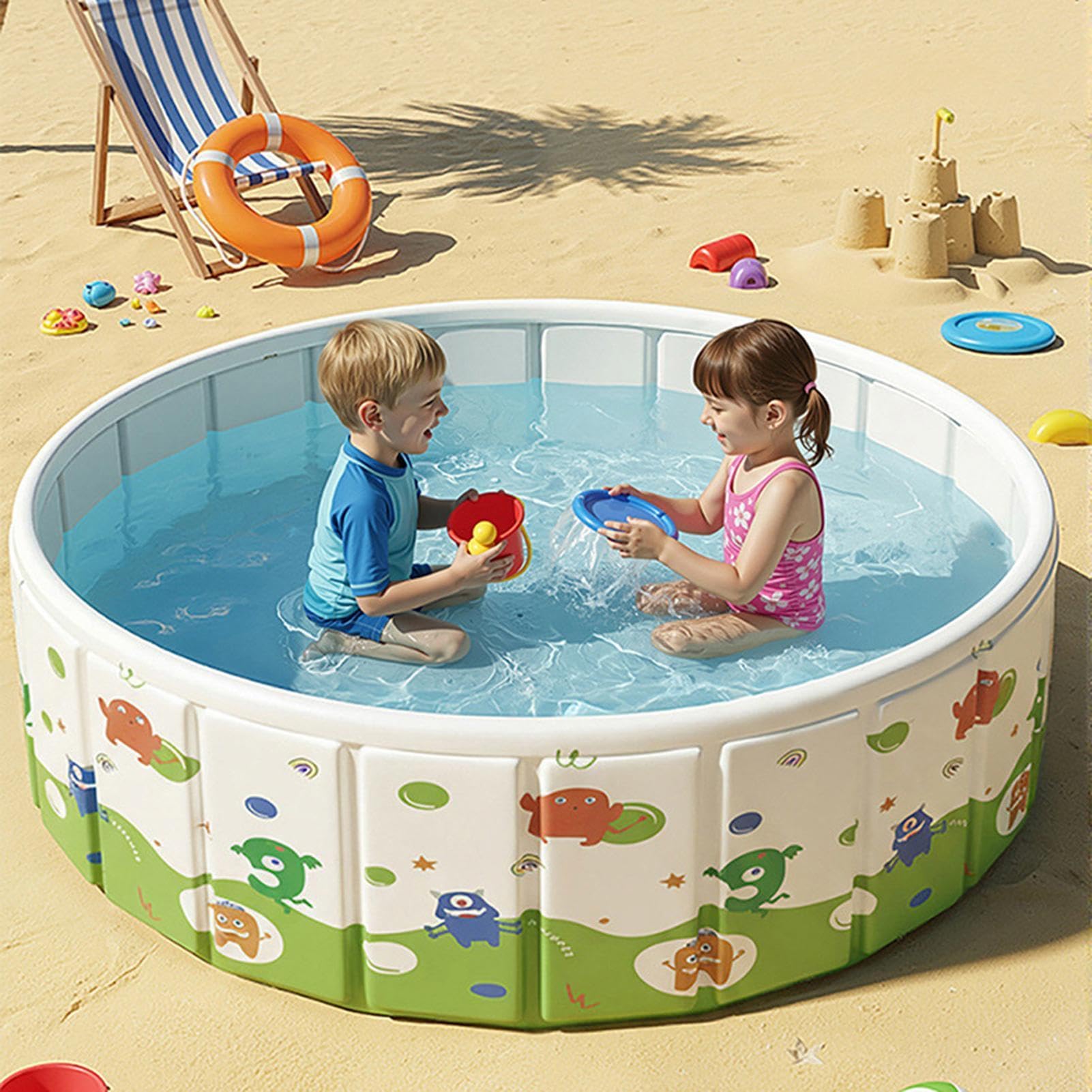 Zusammenklappbarer Faltpool geeignet für Kinder Outdoor-Kinderspielzeug | Hundepool für , Mädchen, , Terrasse, Camping, zu Hause, Garten, Hinterhof, Outdoor-Urlaub