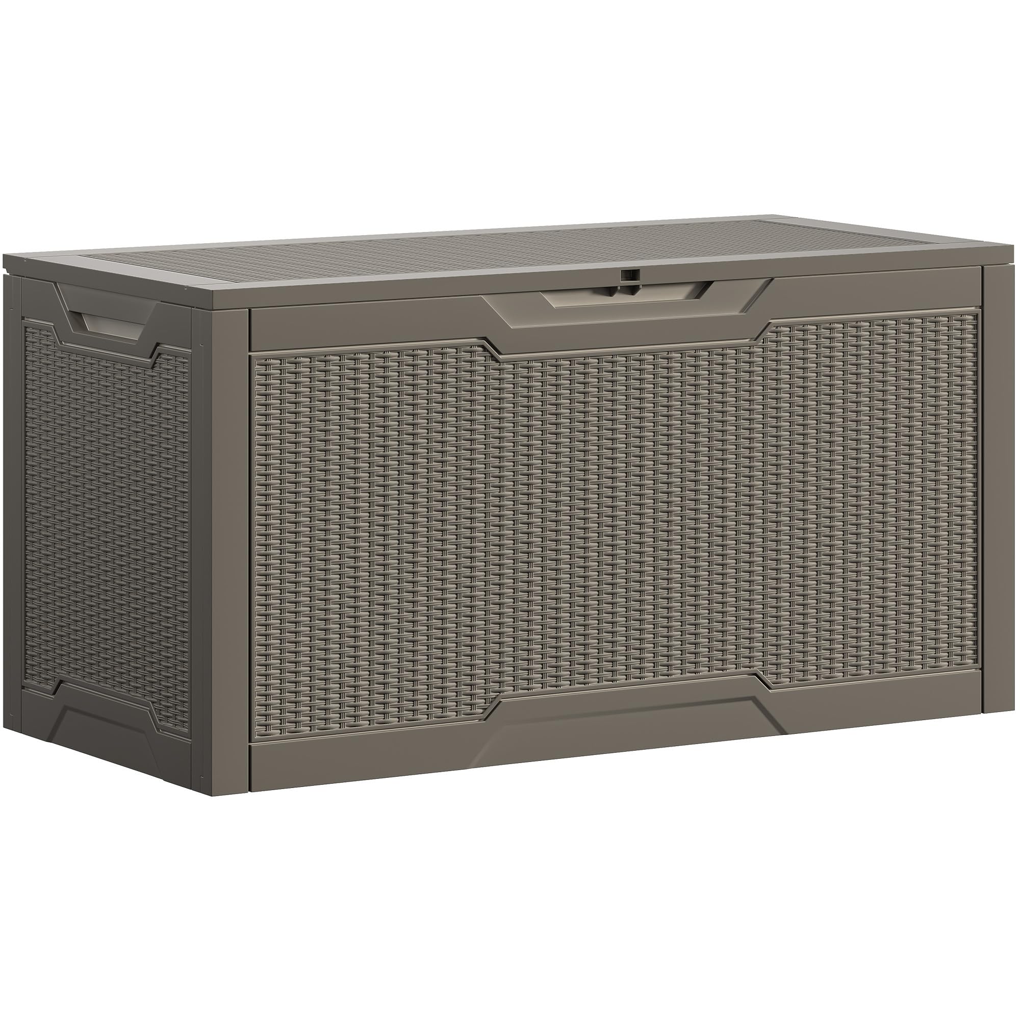 DWVO Scatola portaoggetti da giardino per esterni, 380 l, 115,4 x 55 x 58,3 cm, effetto rattan, contenitore in resina per cuscini, accessori da piscina, scarpe, impermeabile, bloccabile in modo sicuro