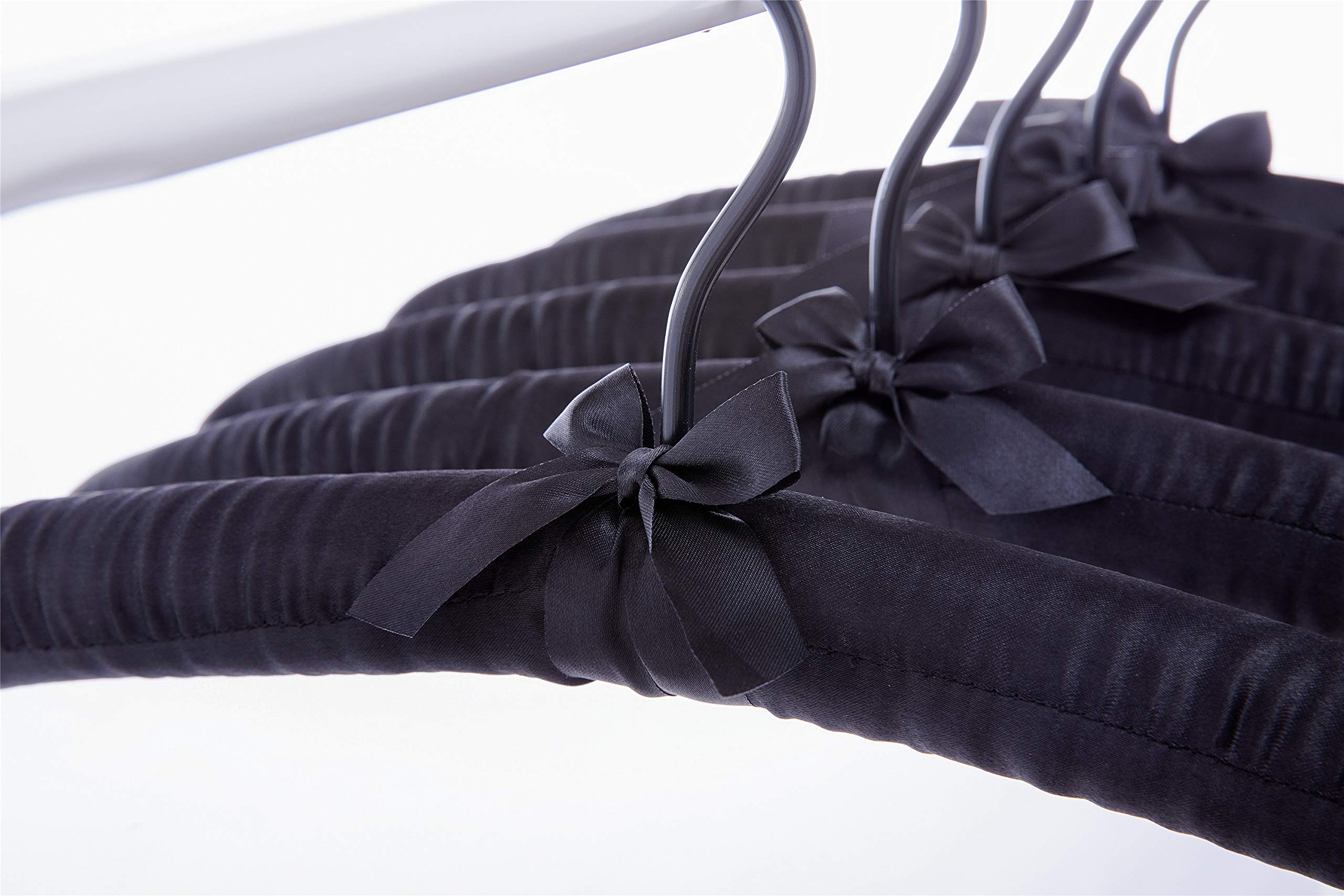 Cocomaya 17 Inch Extra Large Anti-Slip Satin Padded Hangers - Pack Of 10, No Bumps, Black