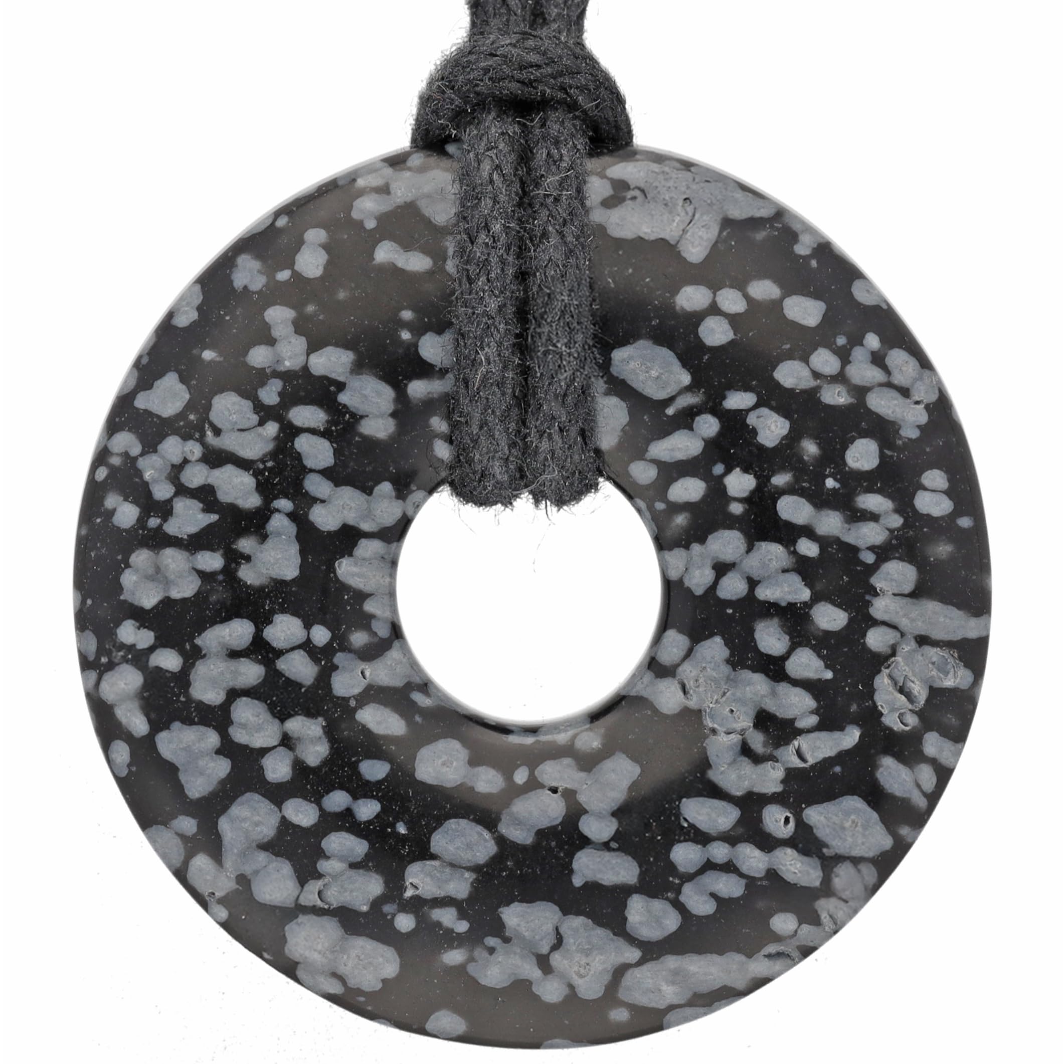 Colgante De Obsidiana De Copo De Nieve – Piedra Perforada Con Cinta De Algodón | Accesorio único Natural