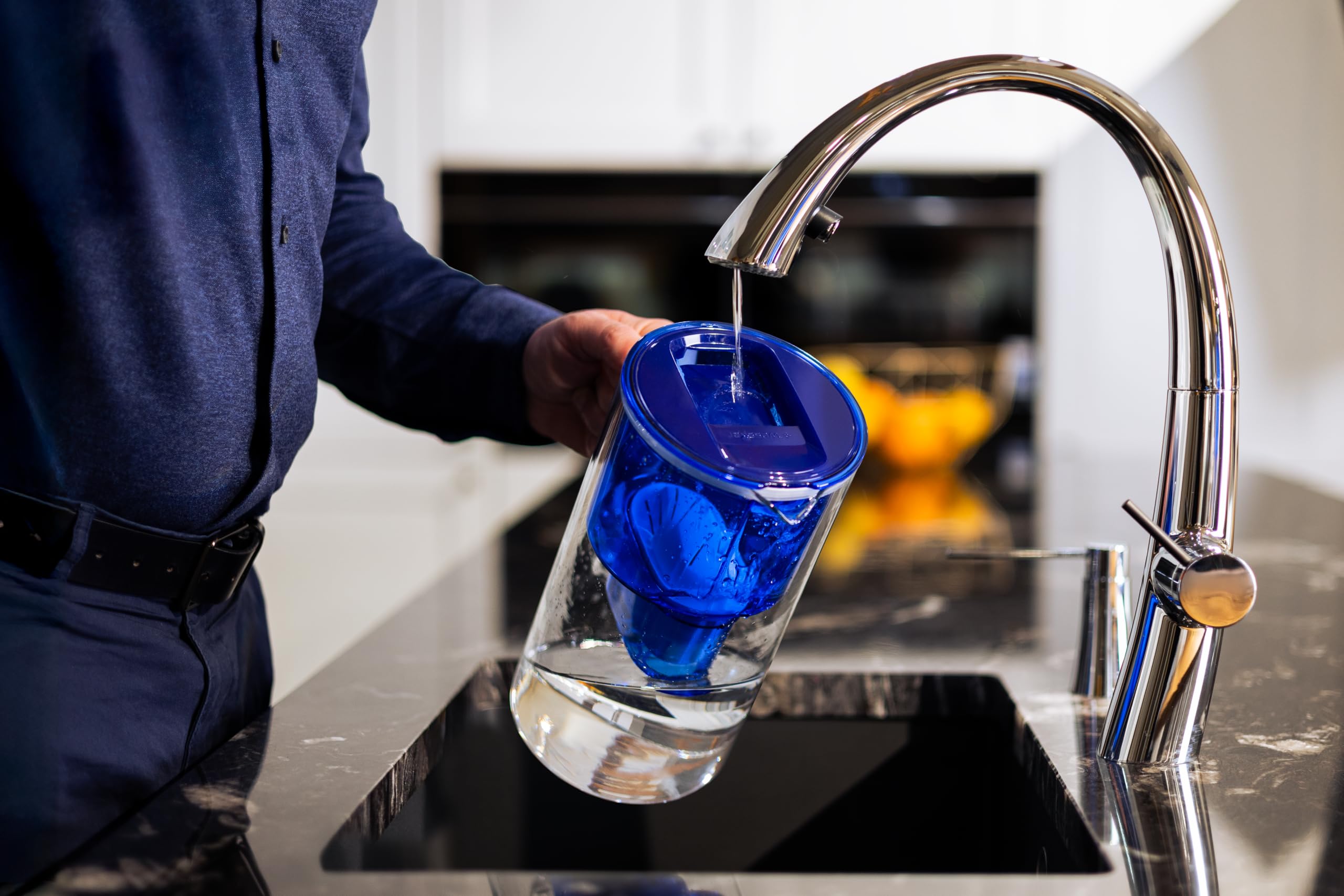 Wessper Carafe Filtrante Verre 3l, Carafe et 2 Filtre - Bleu | carafe filtrante verre et filtre a eau, cartouche filtrante charbon actif eau, BPA Free