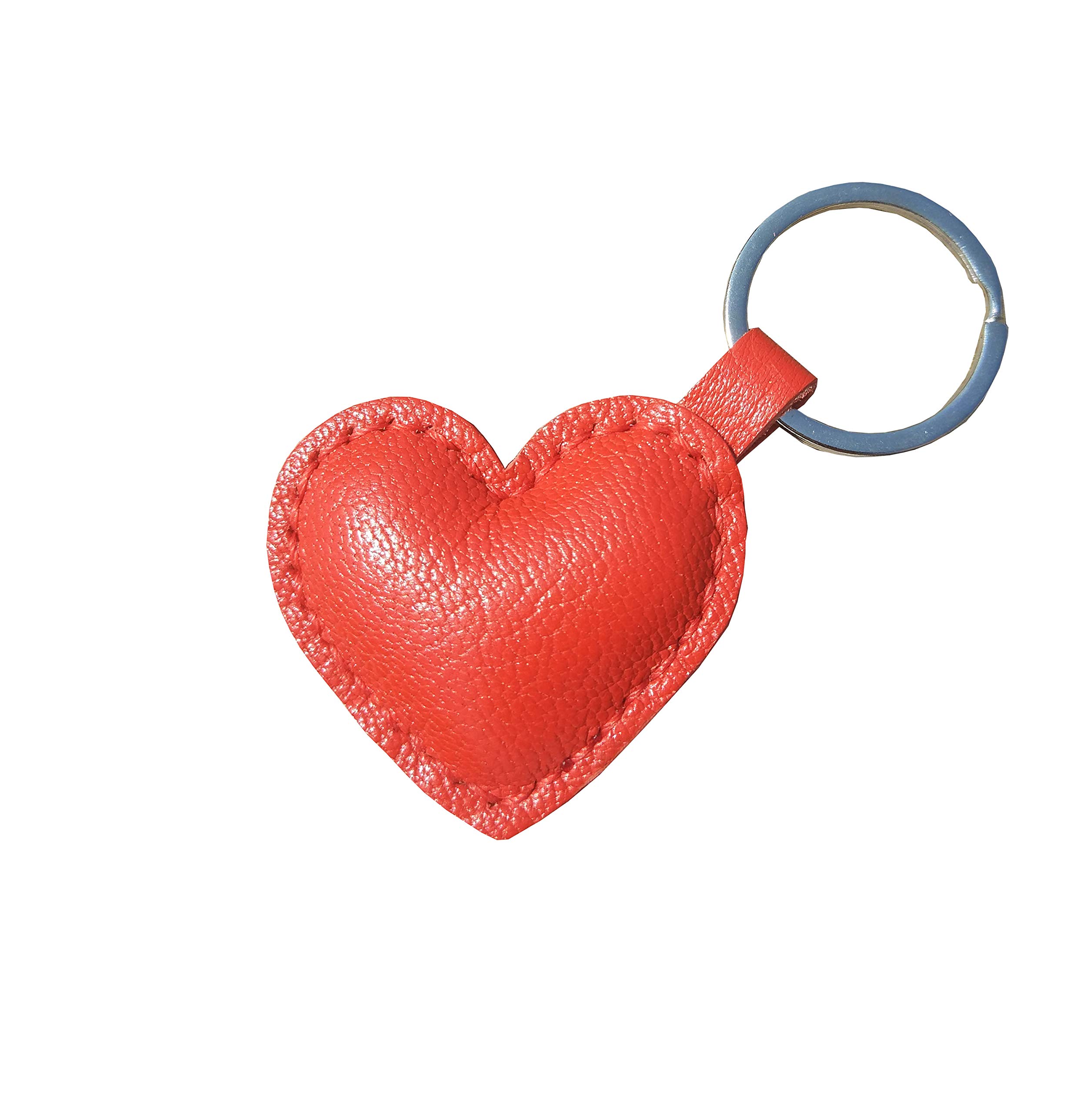 HUESEW Heart Shaped Key Chain, Real Leather Keychain, Medium