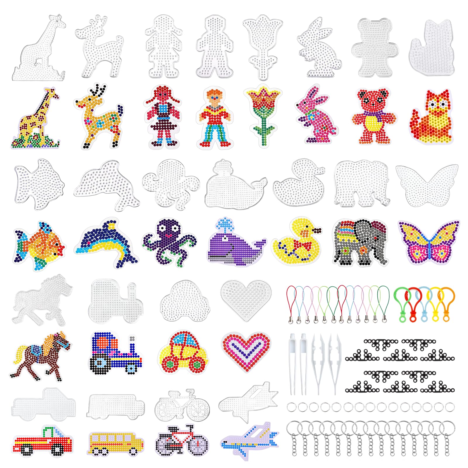 23Pcs Fuse Beads Boards, 5 mm Animal Clear Plastic Pegboards for Kids Craft
