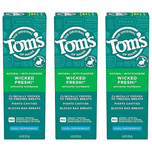 Miniatura 1 de Tom's of Maine Wicked Fresh! Pasta dental anticaries con flúor natural, menta fresca, paquete de 3, 4.0 onzas